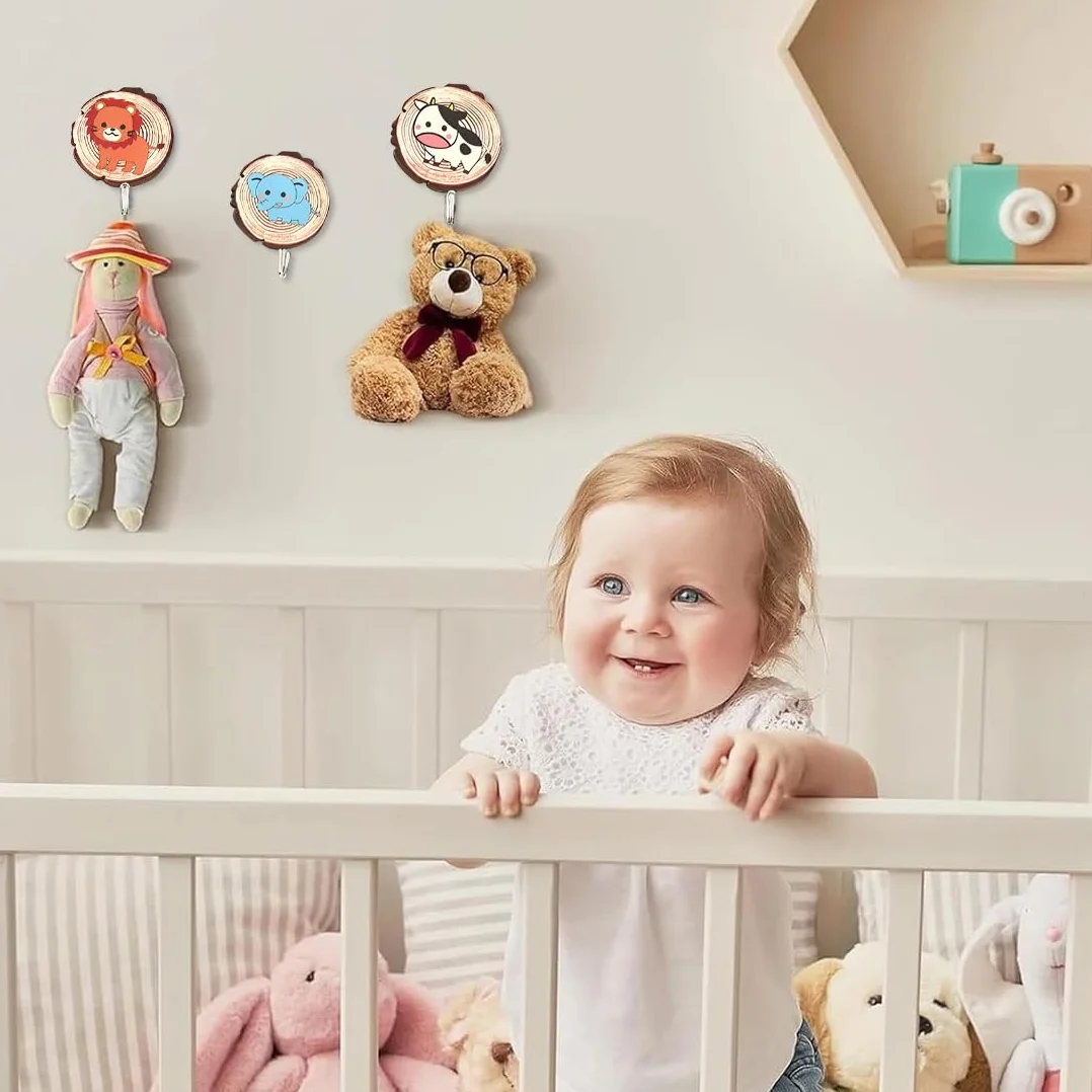 Ganci Autoadesivi per Bambini a Forma di Animale, 6 pezzi, Senza Foratura, per Cappotti Asciugamani Ombrelli Cappelli
