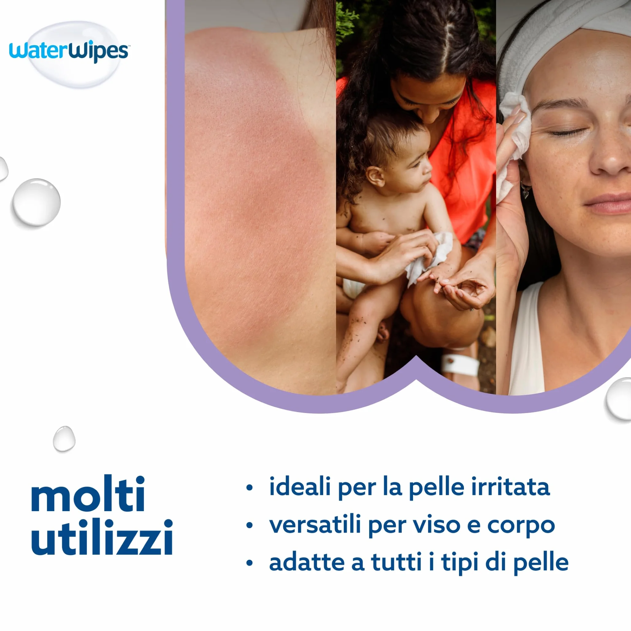 WaterWipes Salviettine Lenitive 360 Pezzi 6 Confezioni Detergenti 99% Acqua Estratti Botanici Senza Profumo
