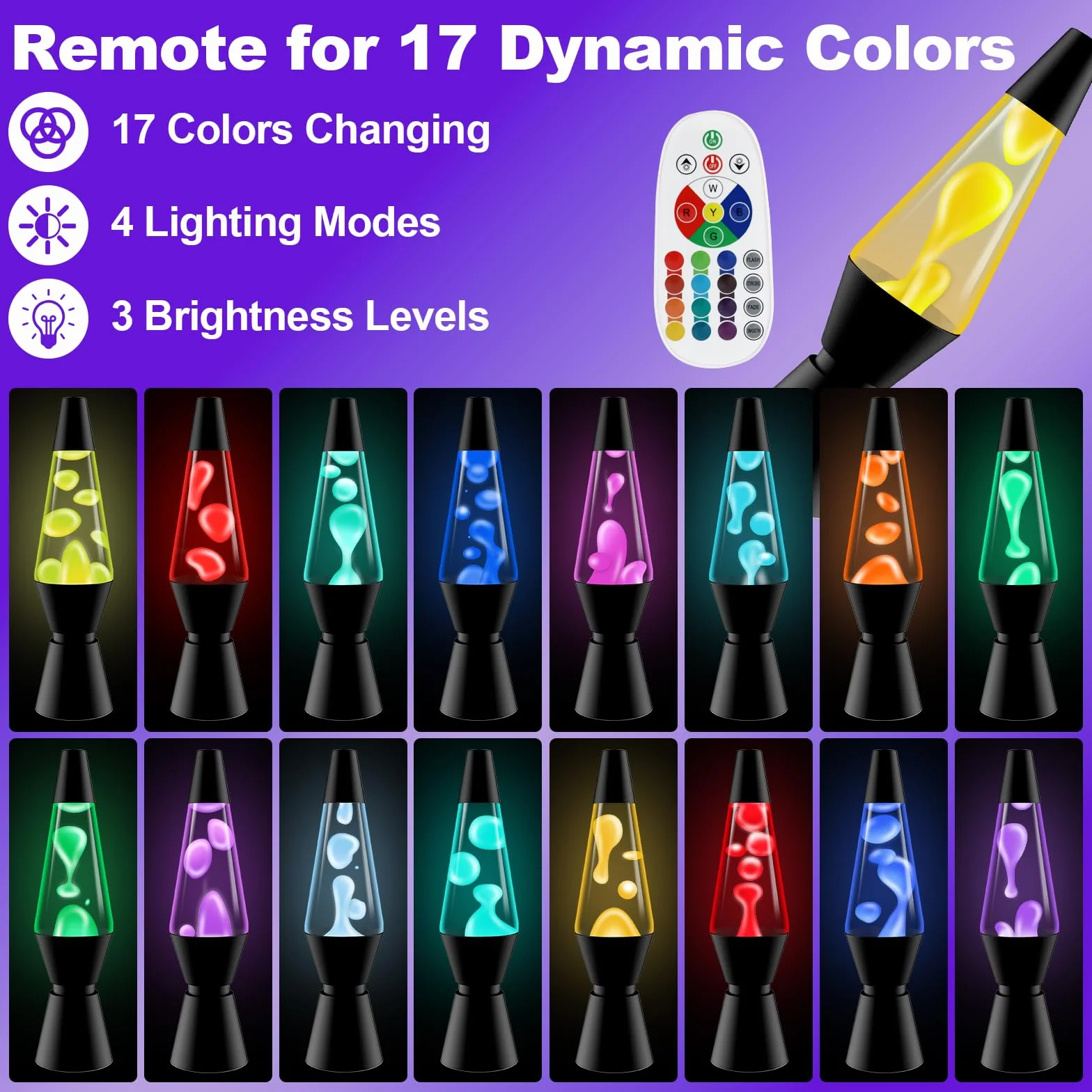 Lampada a Movimento Liquido, 17 Color e Telecomando per Bambini Decorazione