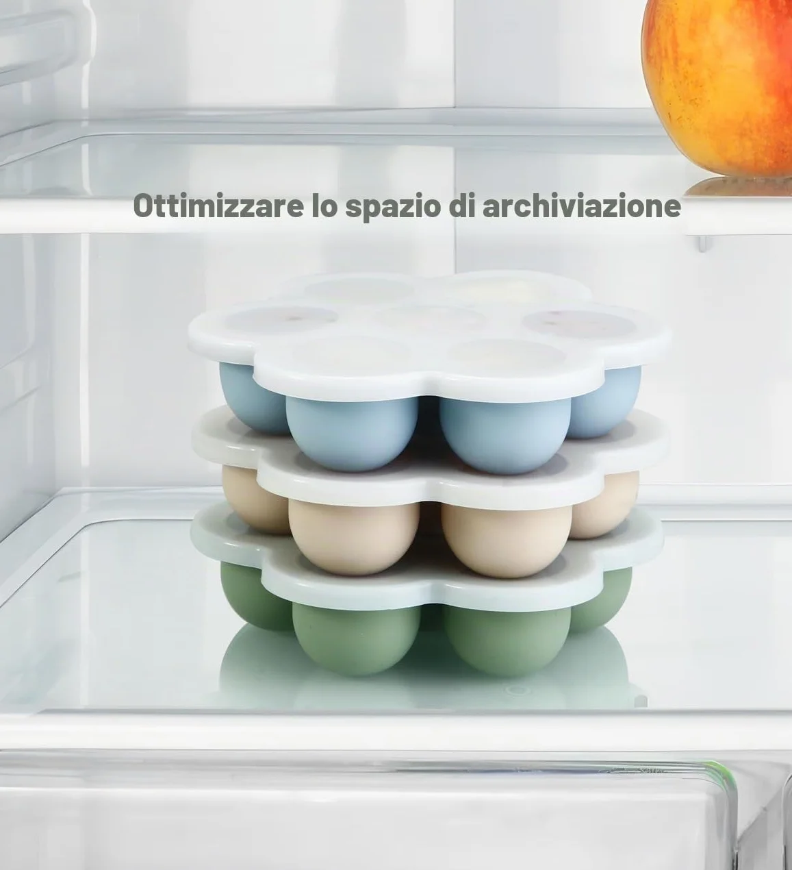 PandaEar Set di 3 Vaschette per Congelatore per Alimenti per Bambini in Silicone con Coperchi