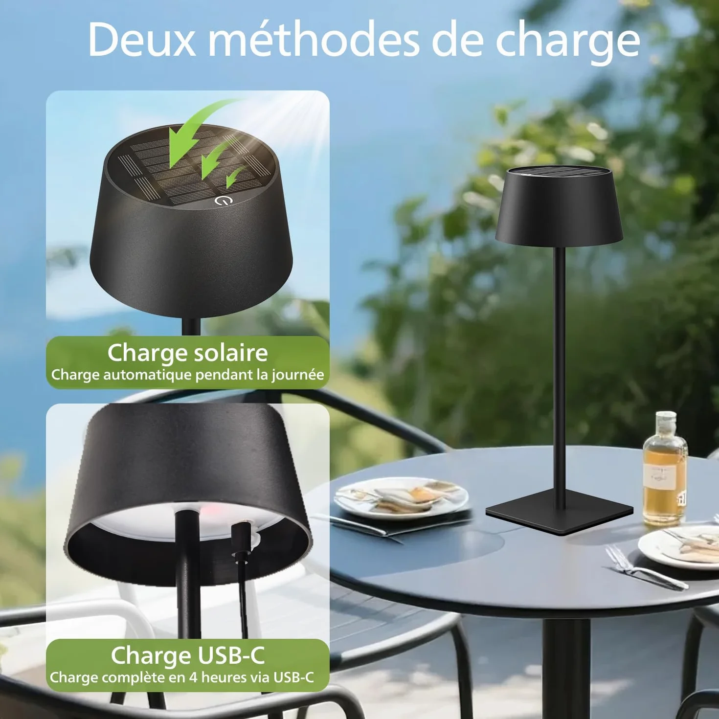 Philips Lampada da Tavolo Solare da Esterno, Luce LED Portatile, Senza Fili a Batteria Altezza Regolabile 2 Posizioni, Comando Touch e Gradazione Continua