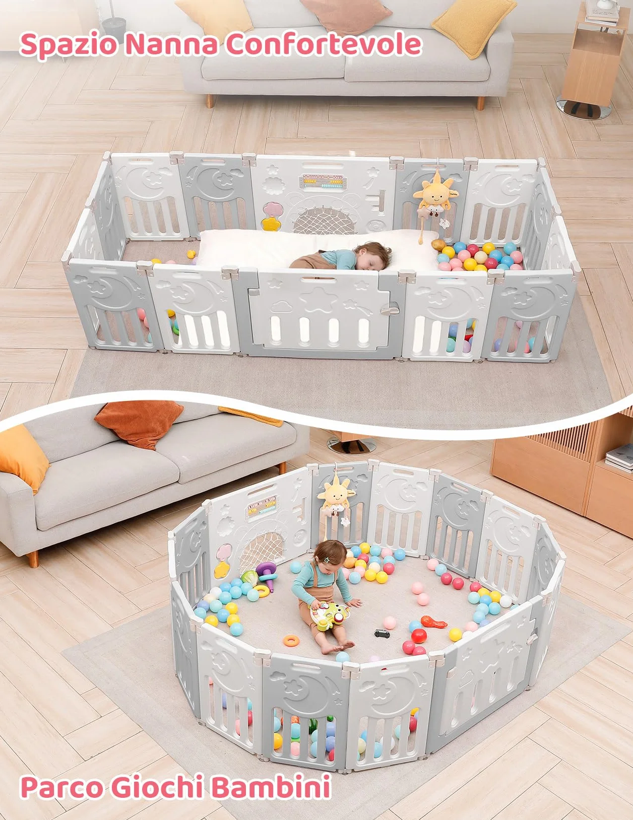 Dripex Box Bambini 150×150 cm Recinto Pieghevole Neonato Plastica Grigio