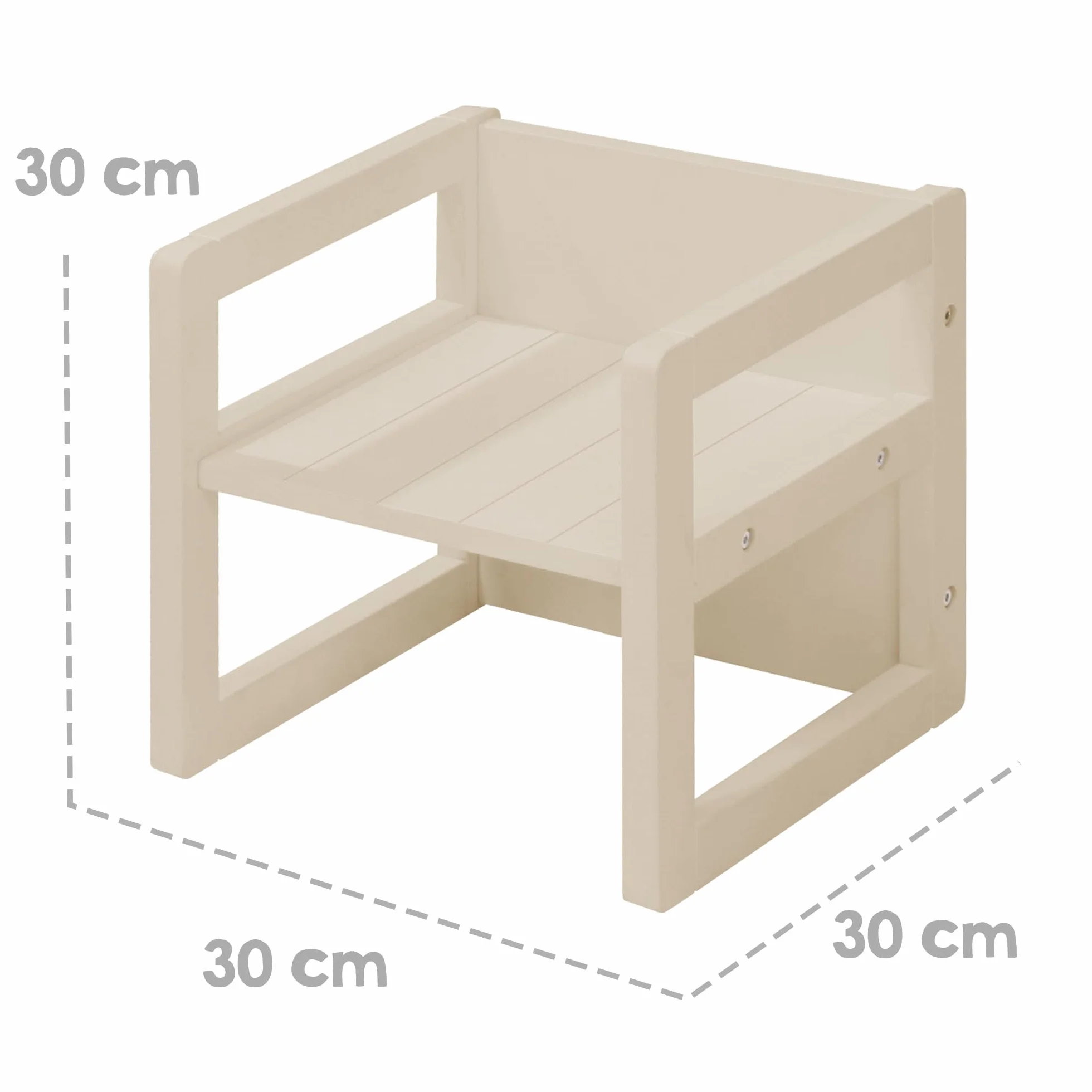 Sgabello per Bambini in Stile Country Reversibile 3 Altezze Seduta Legno Beige/Cashmere