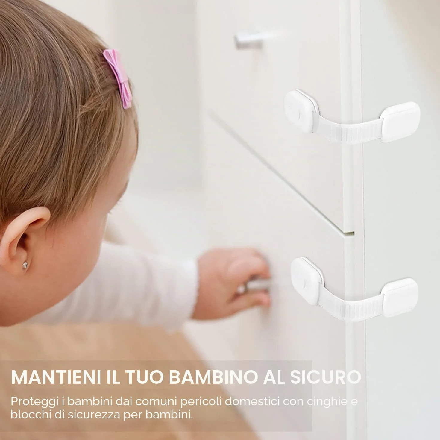 Kimsky Blocca Cassetti Bambini per Armadietto, Cassetto, Frigorifero, Sicurezza Senza Perforazione, Bianco