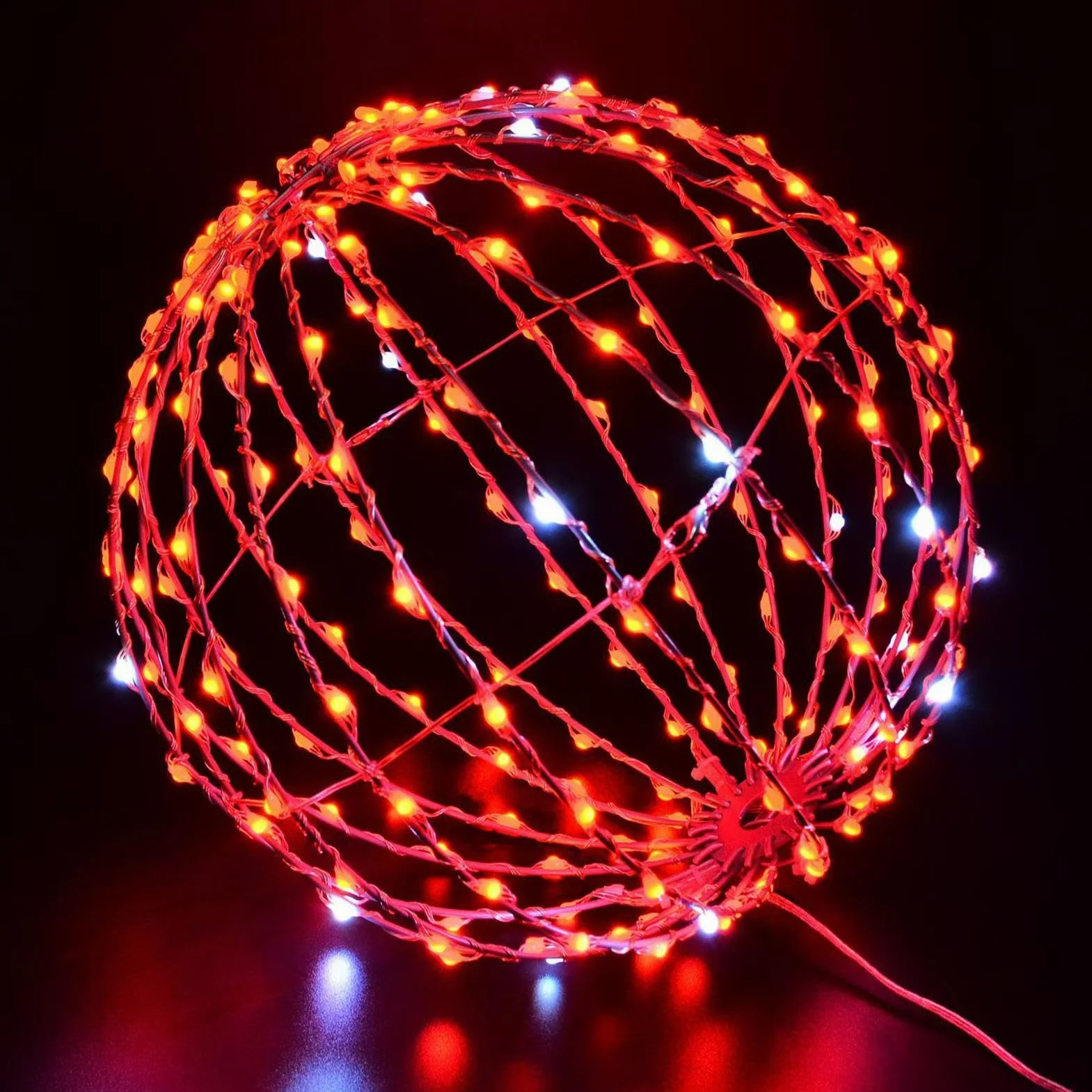 Luci a Sfera LED di Natale, Luce Sospesa Esterna, Metallo Pieghevole per Giardino, Globi Luminosi per Casa e Feste