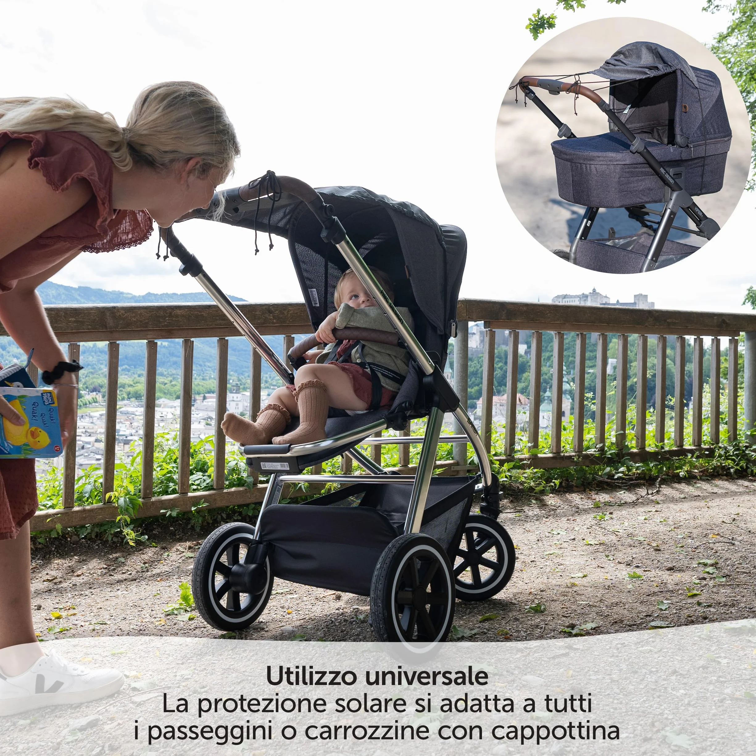 Zamboo Parasole Universale Passeggino DELUXE Protezione UV 50 Grigio