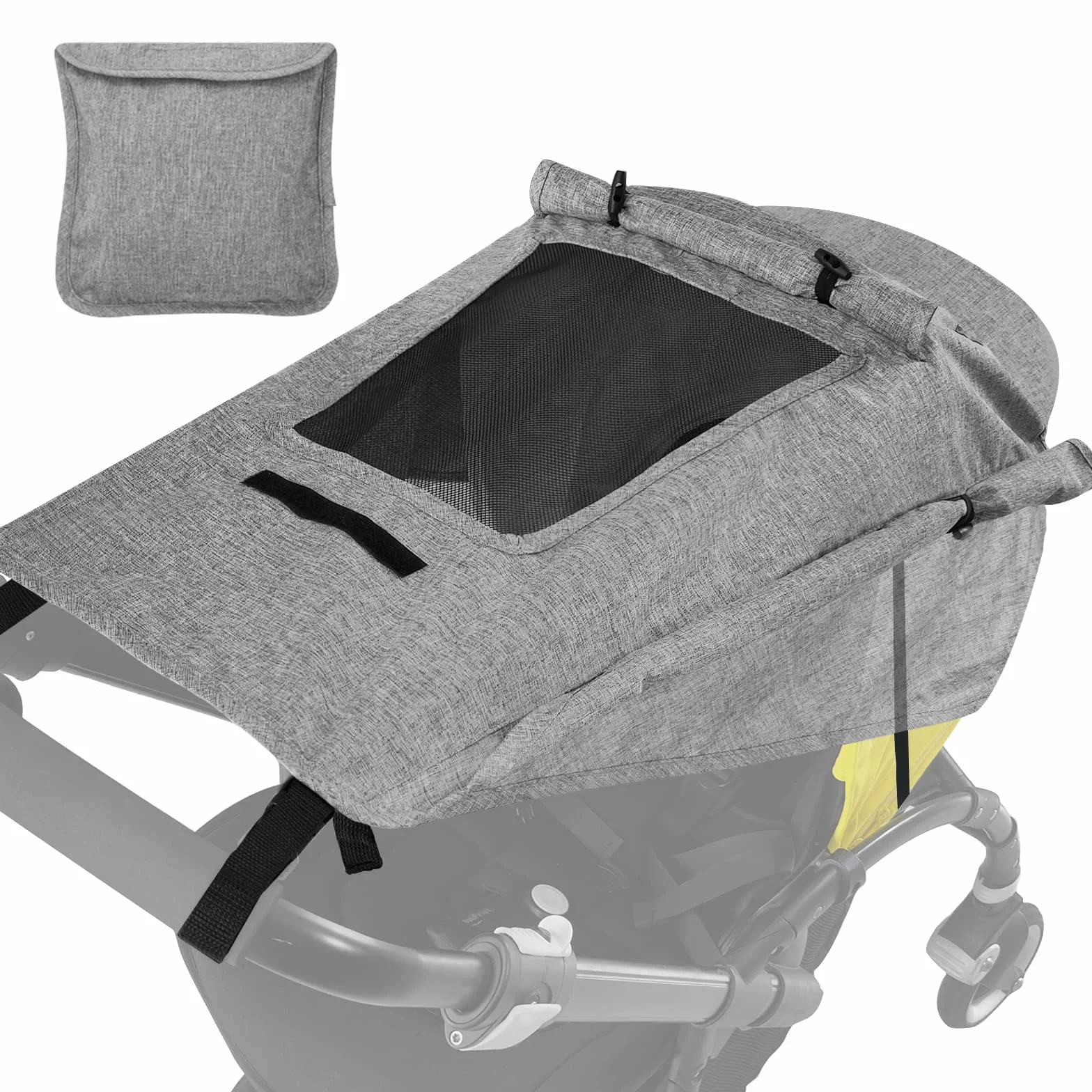 Parasole per Passeggino Universale Regolabile UV 50+ Protezione Solare con Custodia Grigio