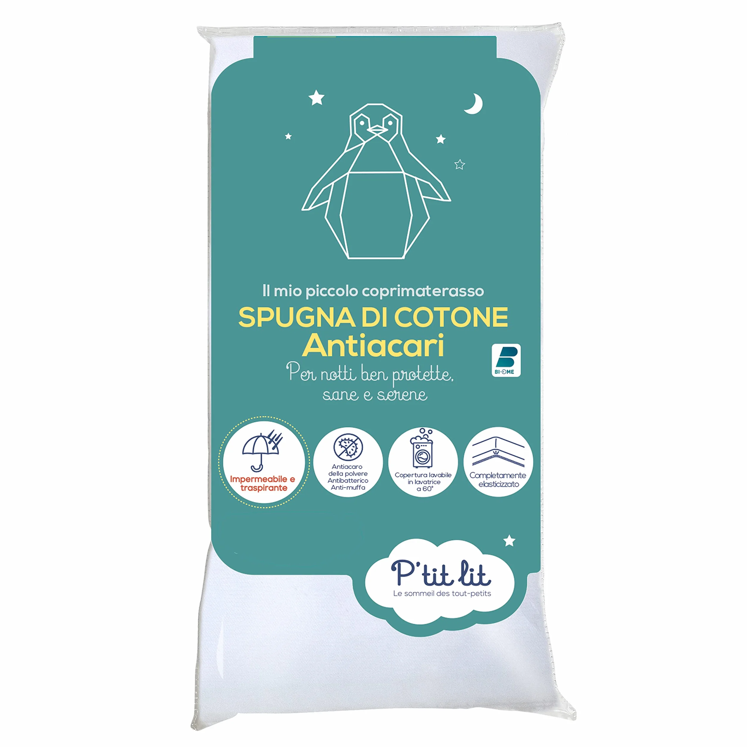 Coprimaterasso Bambini Antiacaro Impermeabile 60x120 cm 100% Spugna di Cotone Oeko Tex®