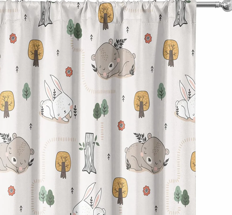 Tende per bambini a motivi animali oscuranti 2 pezzi 160 x 107 cm