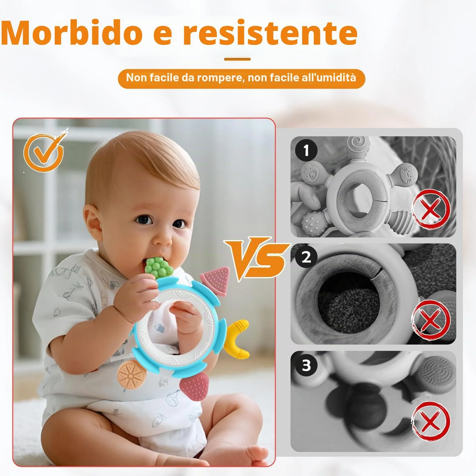 Massaggiagengive Silicone Neonati 0-6 Mesi Dentizione Giochi Sensoriale Bambina Bambino 1 Anno Blu