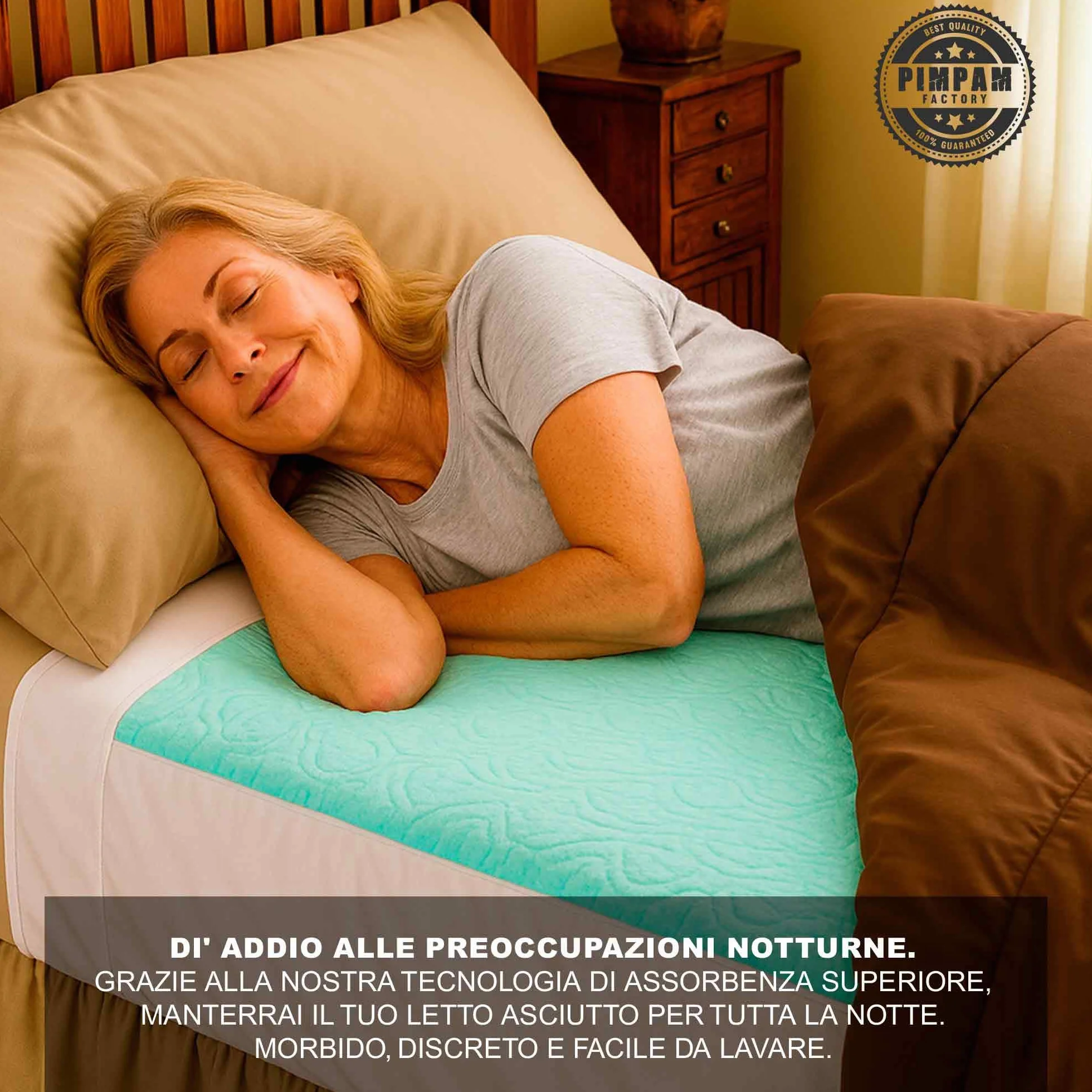 Salvamaterasso Impermeabile Lavabile 160 x 85 con Ali - PimPam Factory Traverse Letto Anziani