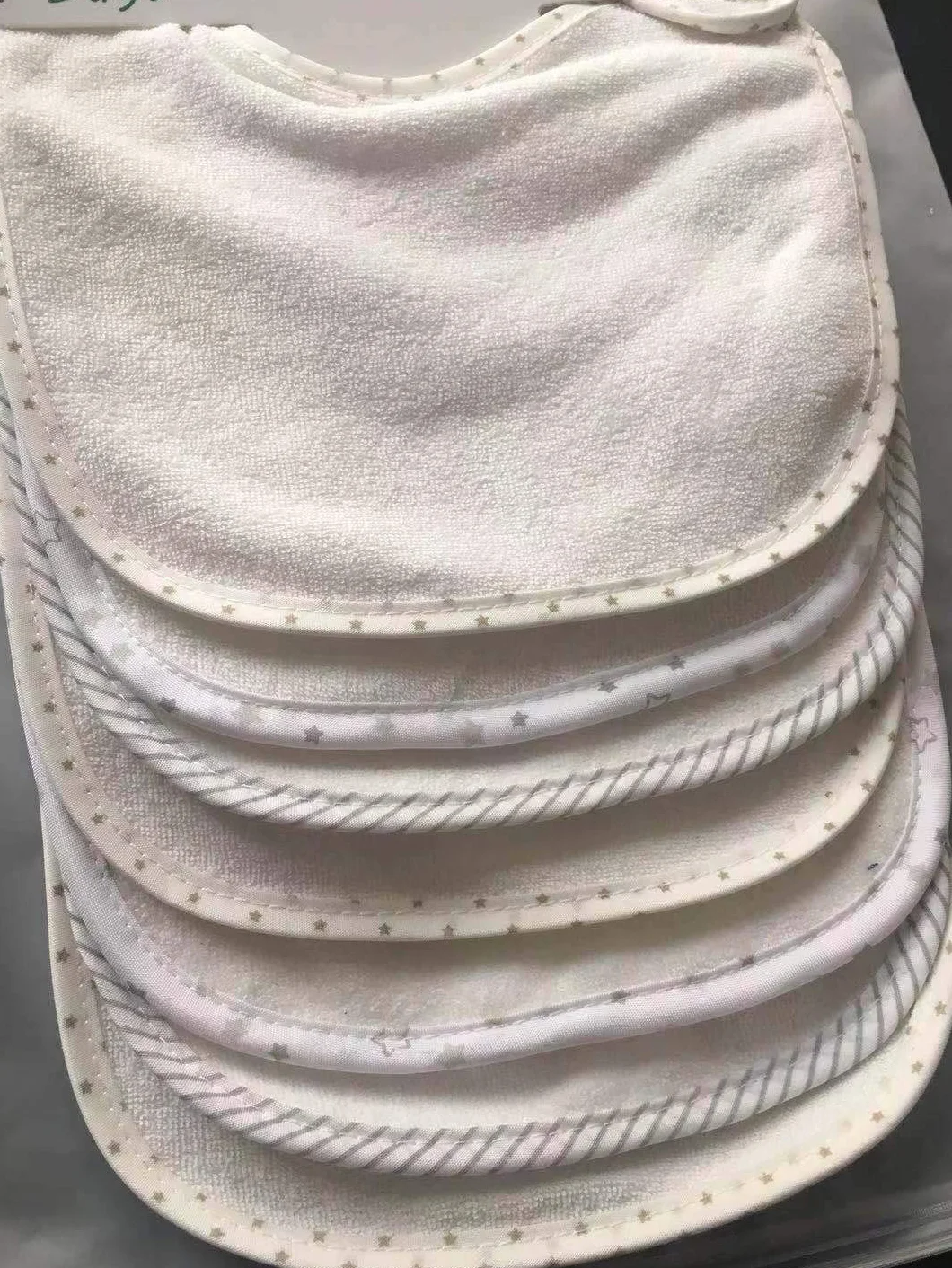 Set di 7 bavaglini morbidi a doppio strato 100% cotone assorbenti bianco