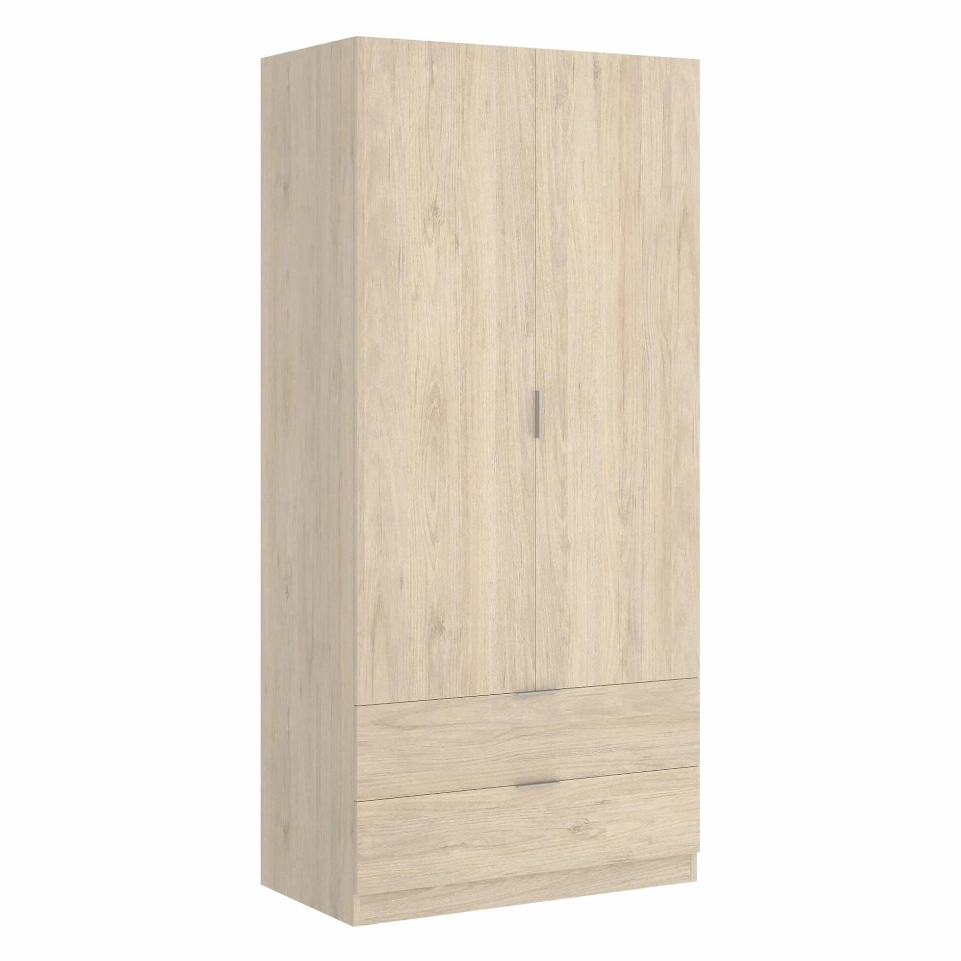 Dmora Guardaroba 2 Ante Pisanino 52x184h cm Marrone Rovere 2 Cassetti Appendiabiti Armadio Camera da Letto