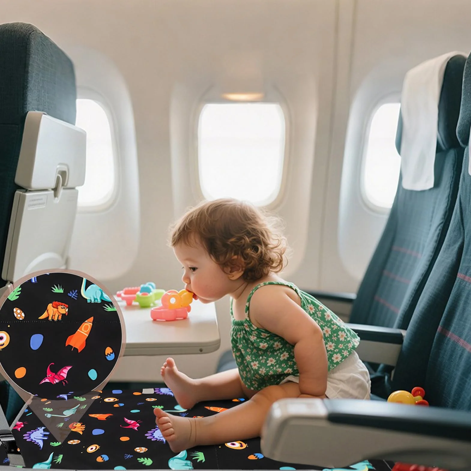 Lettino Aereo per Bambini Letto da Viaggio Pieghevole con Poggiapiedi Morbido e Sacco Nanna