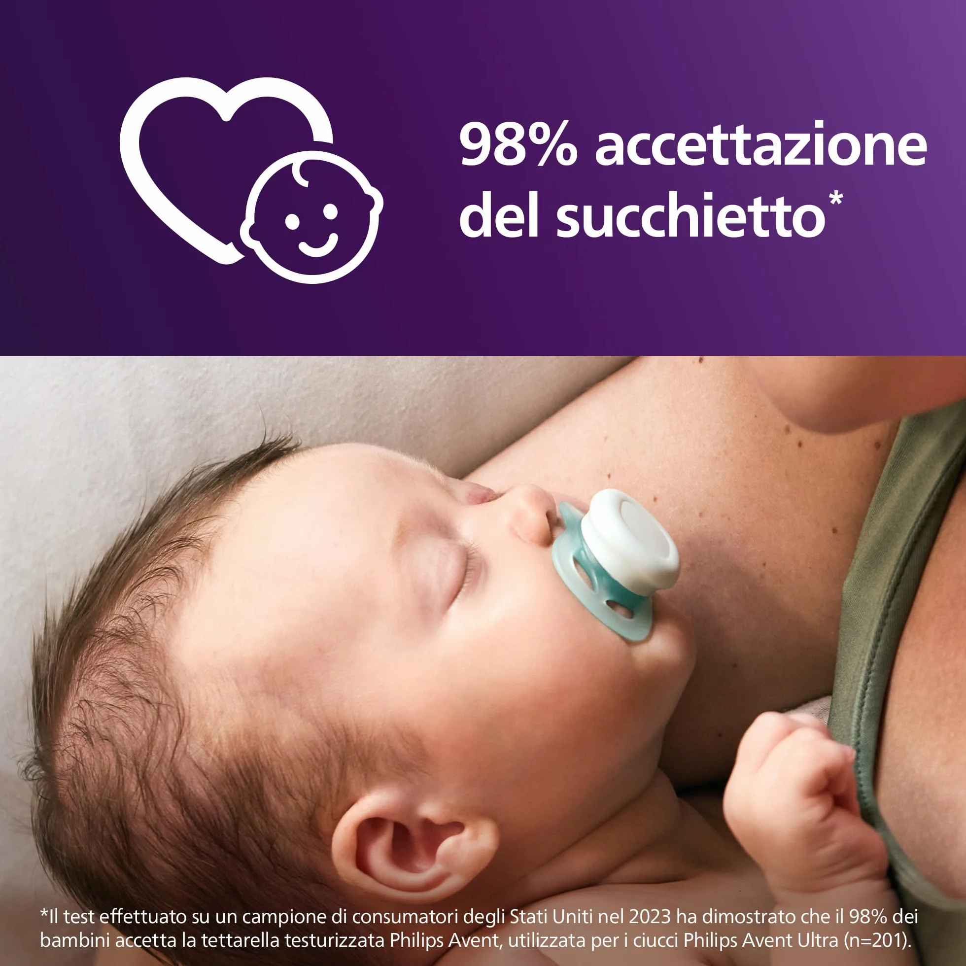 Philips Avent Ultra Start Ciuccio ortodontico neonati silicone senza BPA custodia sterilizzazione confezione da 2 SCF075/12