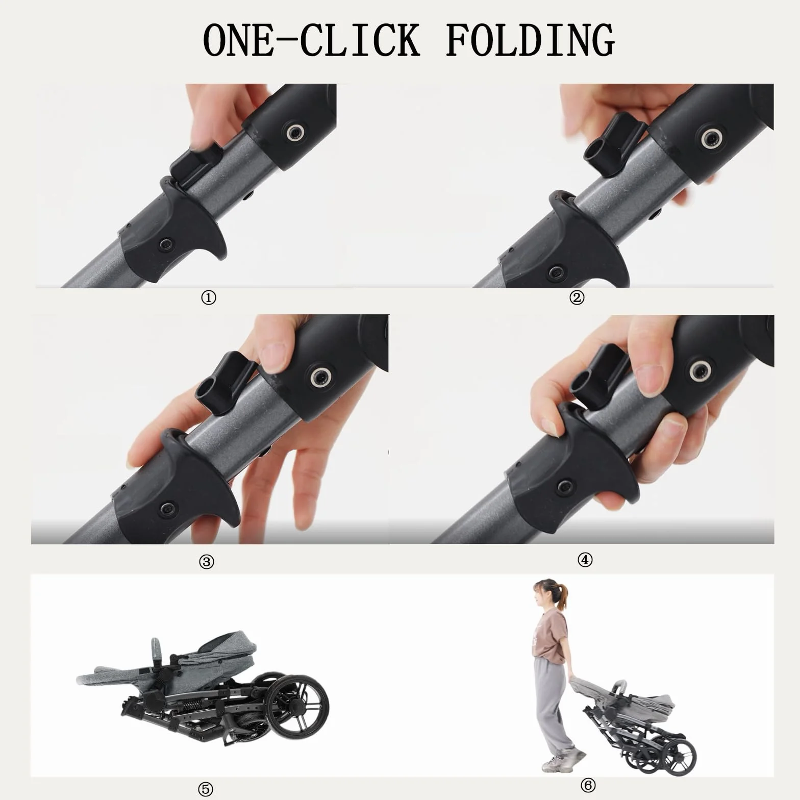 Passeggino 3 in 1 Trio Navicella Neonato Sistema Viaggio Seggiolino Auto 0-36 Mesi Nero