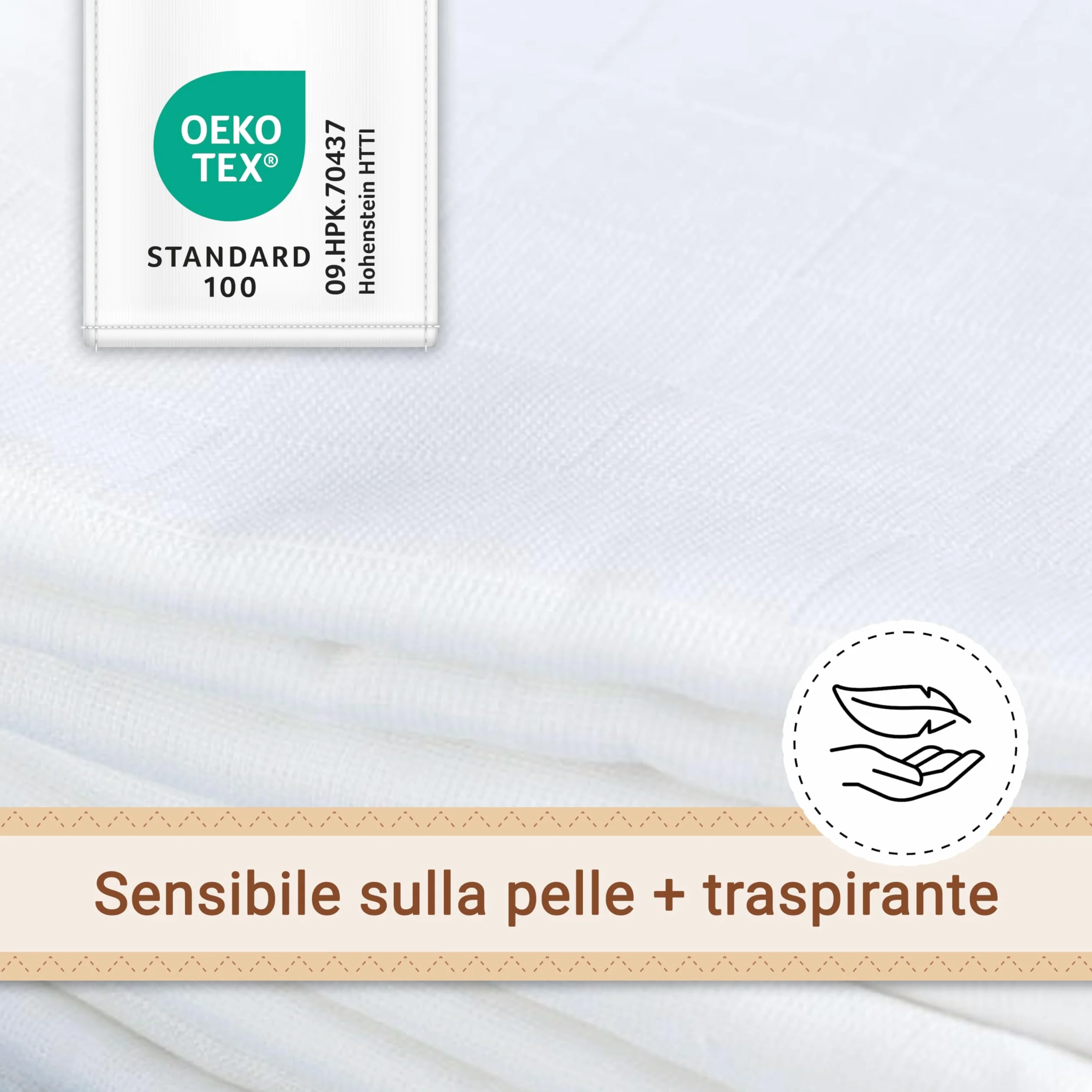ZOLLNER 10 mussole 80x80 cm cotone bianco lavabili 95°C