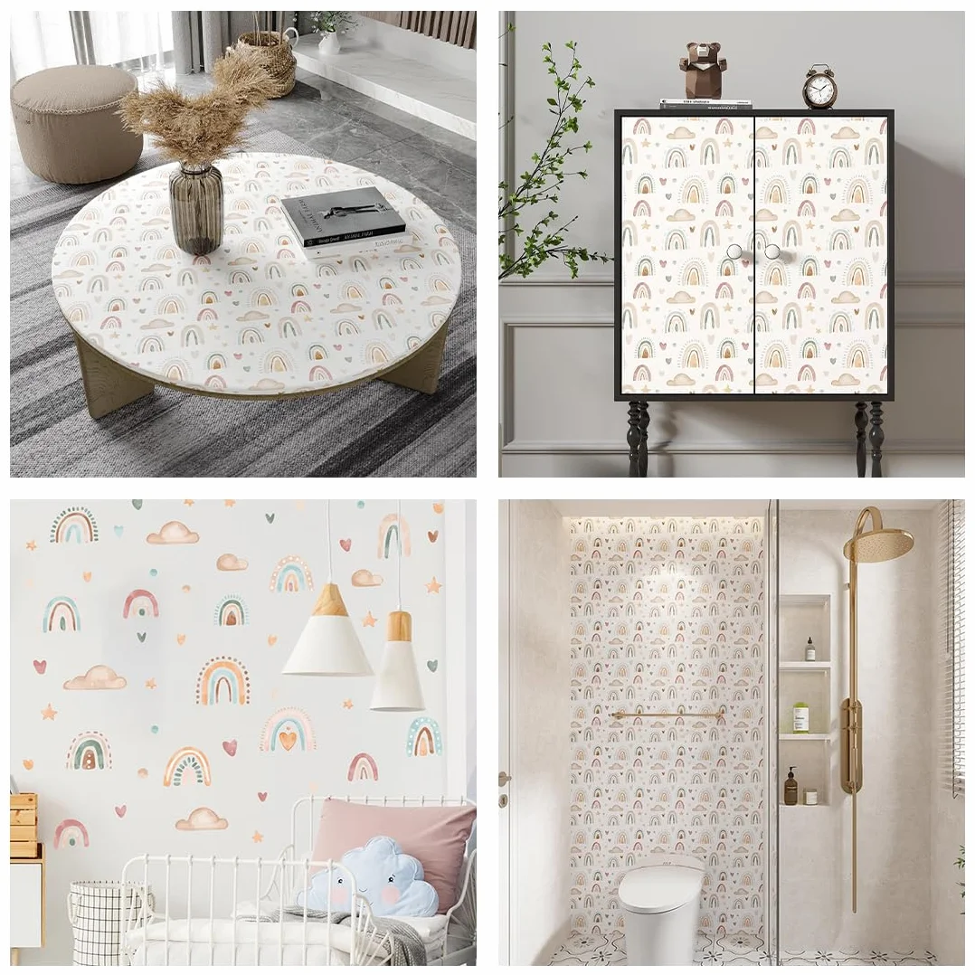 Arcobaleno Cuori Bohémien Adesivi Murali per Cameretta Bambini