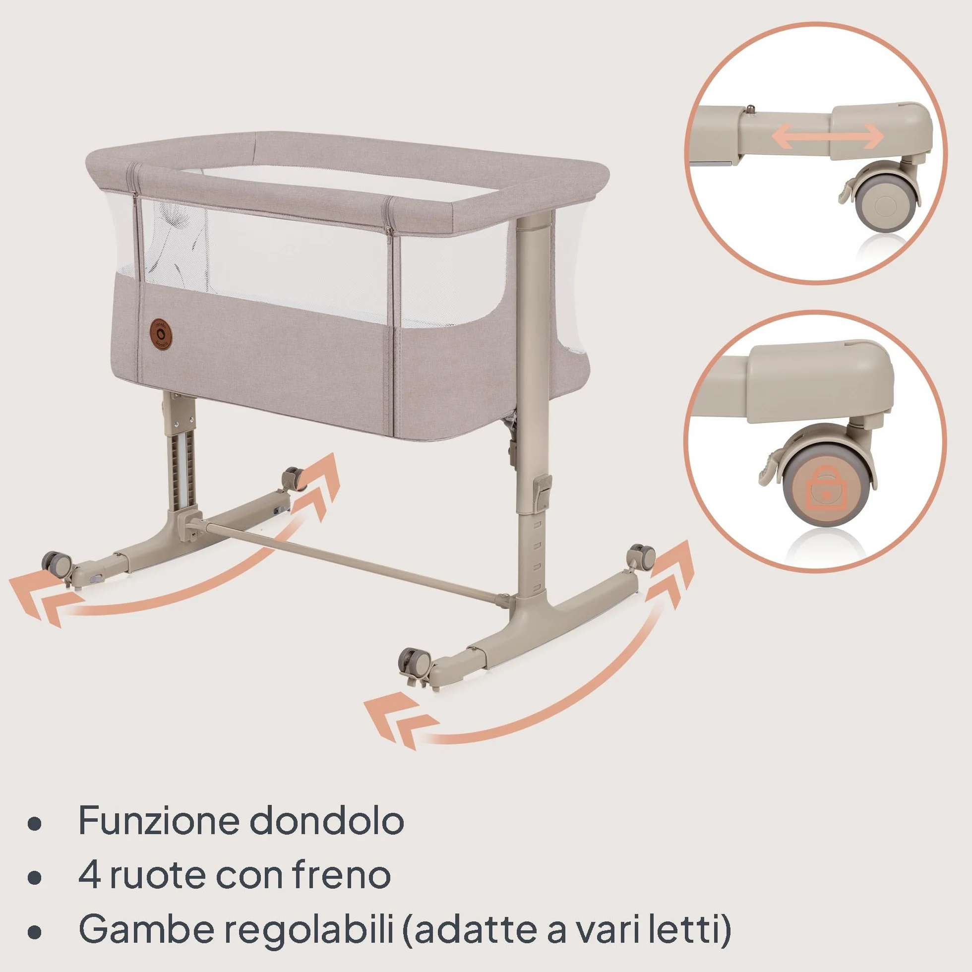 lionelo Aurora 3in1 Culla Co-sleeping Lettino da viaggio neonato 9kg Regolabile altezza inclinazione