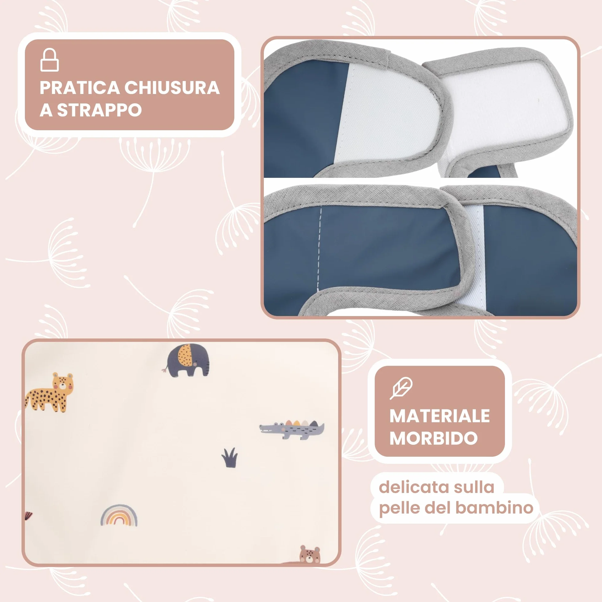 Set di 2 Bavaglini Neonato Impermeabili MIMUSELINA | Bavaglino Pappa Svezzamento Comodo | Prodotto in Spagna