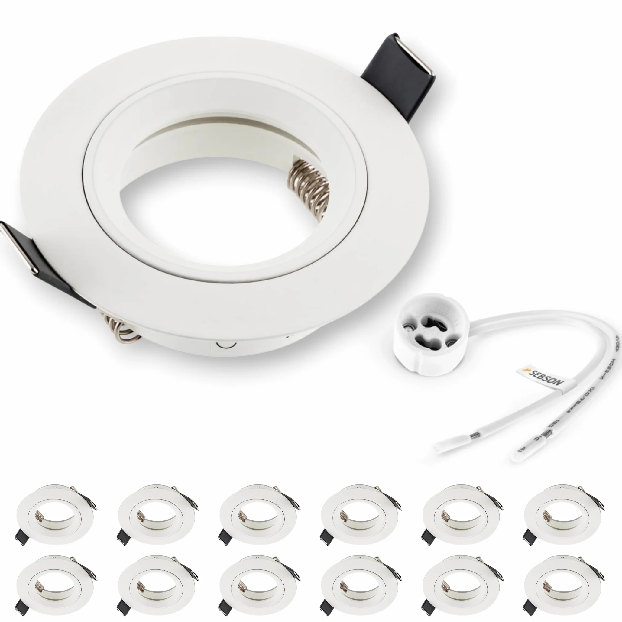 SEBSON Faretto da Incasso incl. Portalampada GU10 - Foro di Montaggio ø65mm | min. 60mm, max. 70mm - Faretti da Soffitto Bianco ø80x24mm - Set da 12