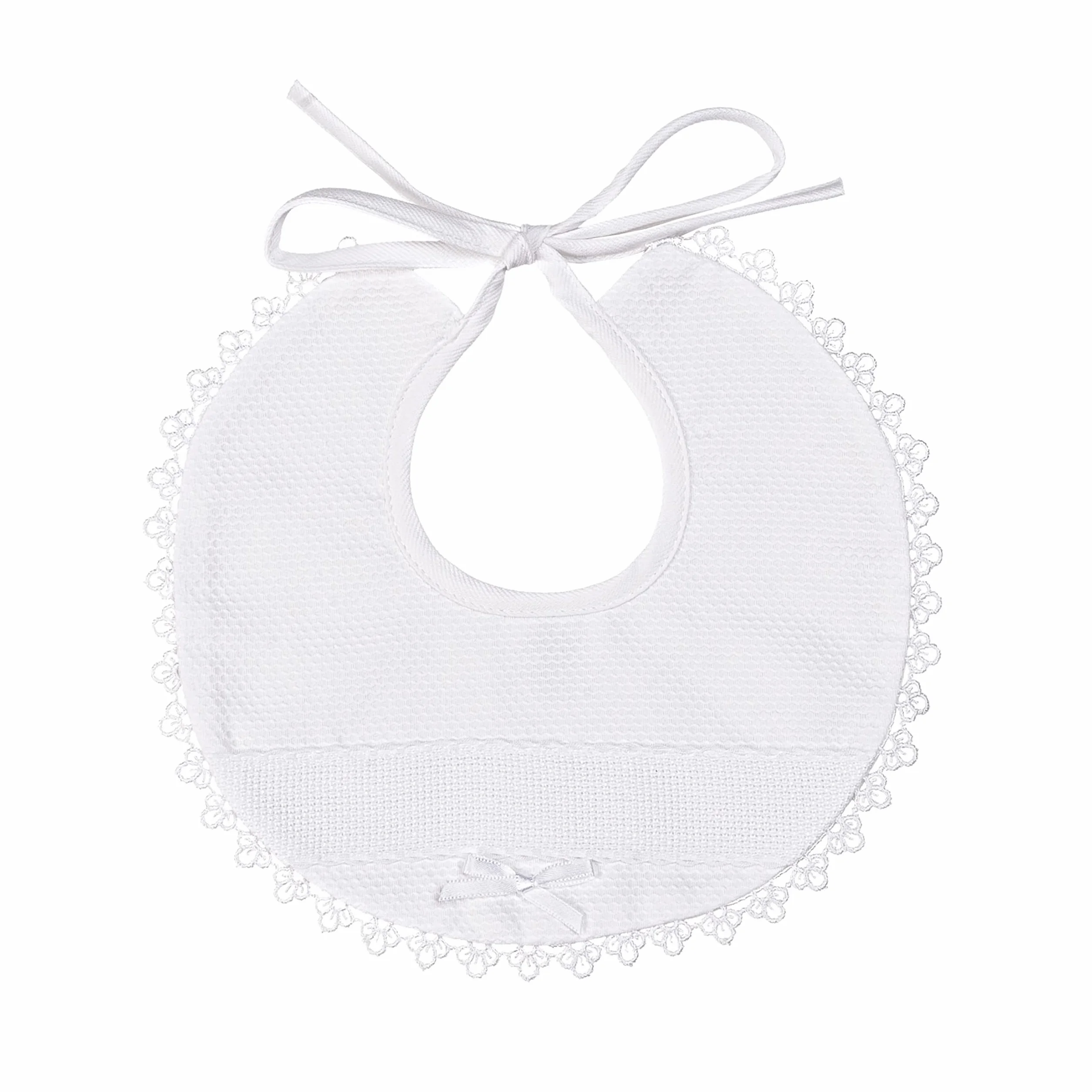 Bavaglino da Cerimonia Elegante in Cotone con Inserto in Tela Aida da Ricamare per Neonati - 100% Made in Italy