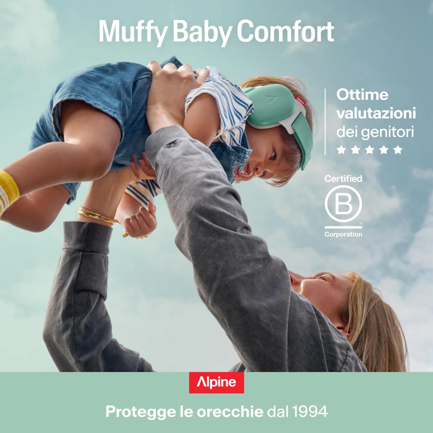 Alpine Muffy Baby Comfort Paraorecchie Neonati Protezione Udito 24 dB Verde