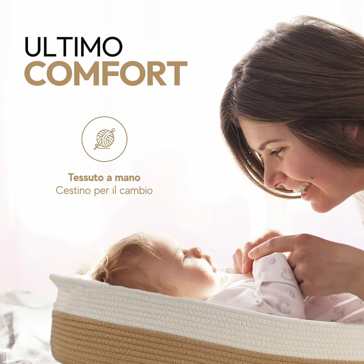 Baby Wonders Cesta Fasciatoio Neonato con Materassino e Borsa, Vimini Portatile per Cameretta o Viaggio