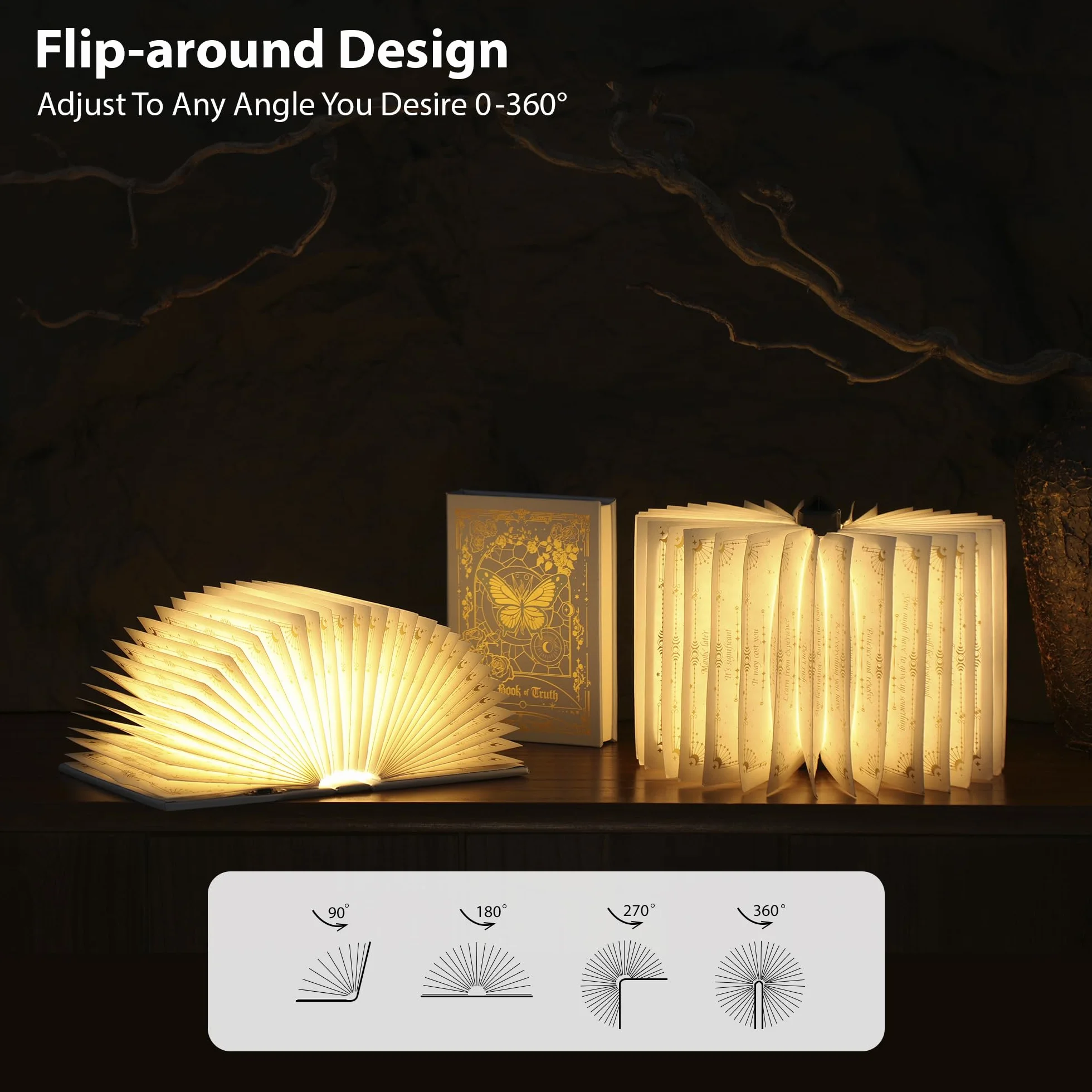 Lampada-libro pieghevole Regalo per amanti dei libri, lampada di carta pieghevole, luce da libro portatile per arredamento domestico, regalo per donne & Natale & topi di biblioteca (Blu)