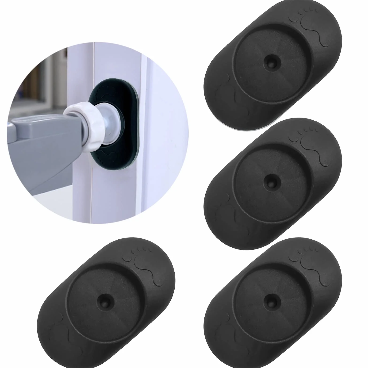 VEGCOO Confezione da 4 protezioni da parete per cancelli scale, sicurezza per porte, neonati e animali domestici (nero)