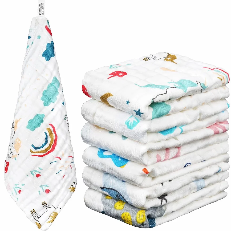 Mussola Neonato 6 Pezzi 30x30cm 100% Cotone Panni Burp Assorbente Traspirante