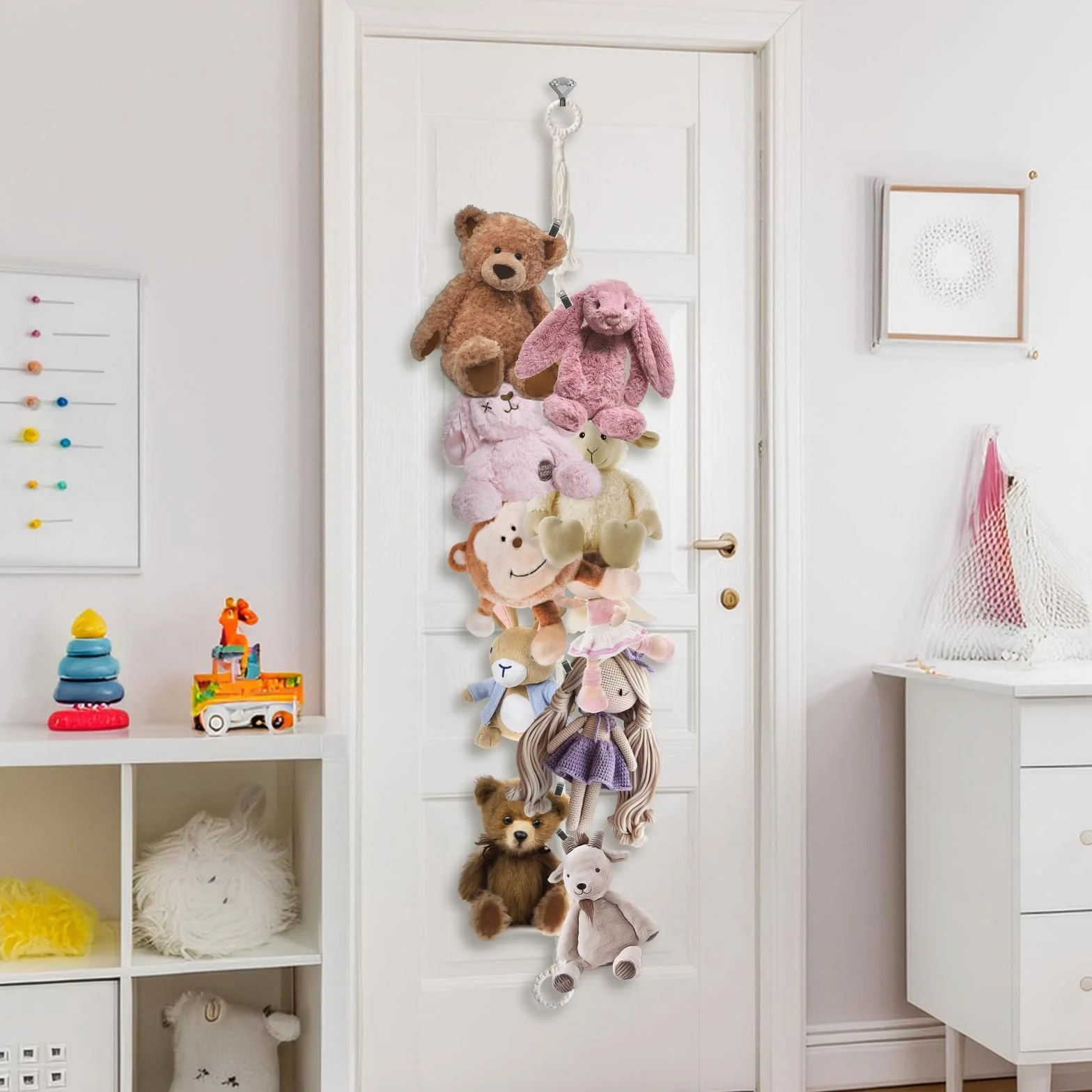 Supporto per Animali di Peluche con 15 Mollette in Metallo, Amaca Stile Boho per Cameretta Bambini