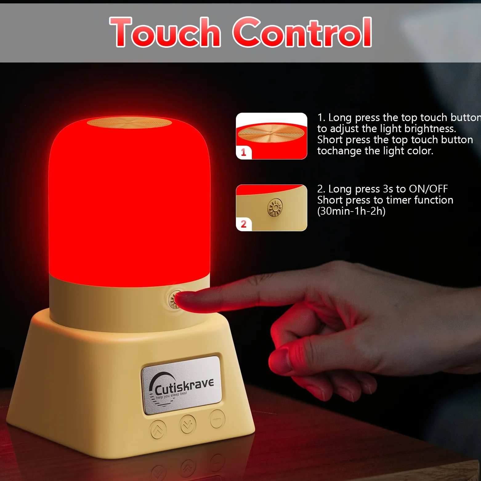 Lampada notturna a luce rossa per dormire, lampada da scrivania con lunghezza d'onda 670 nm, telecomando touch, luce rossa per dormire, sostenuta dalla scienza, per rilassamento profondo, viaggi
