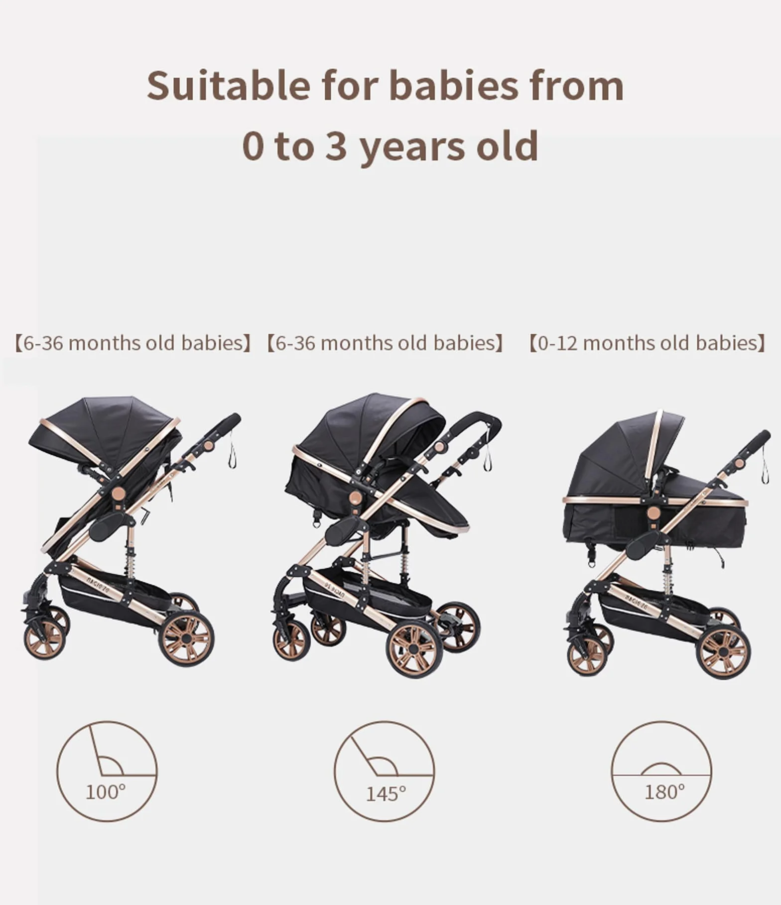 Magic ZC Passeggino Trio 3 in 1 Push Reversibile in Alluminio Pieghevole (739 Grey)