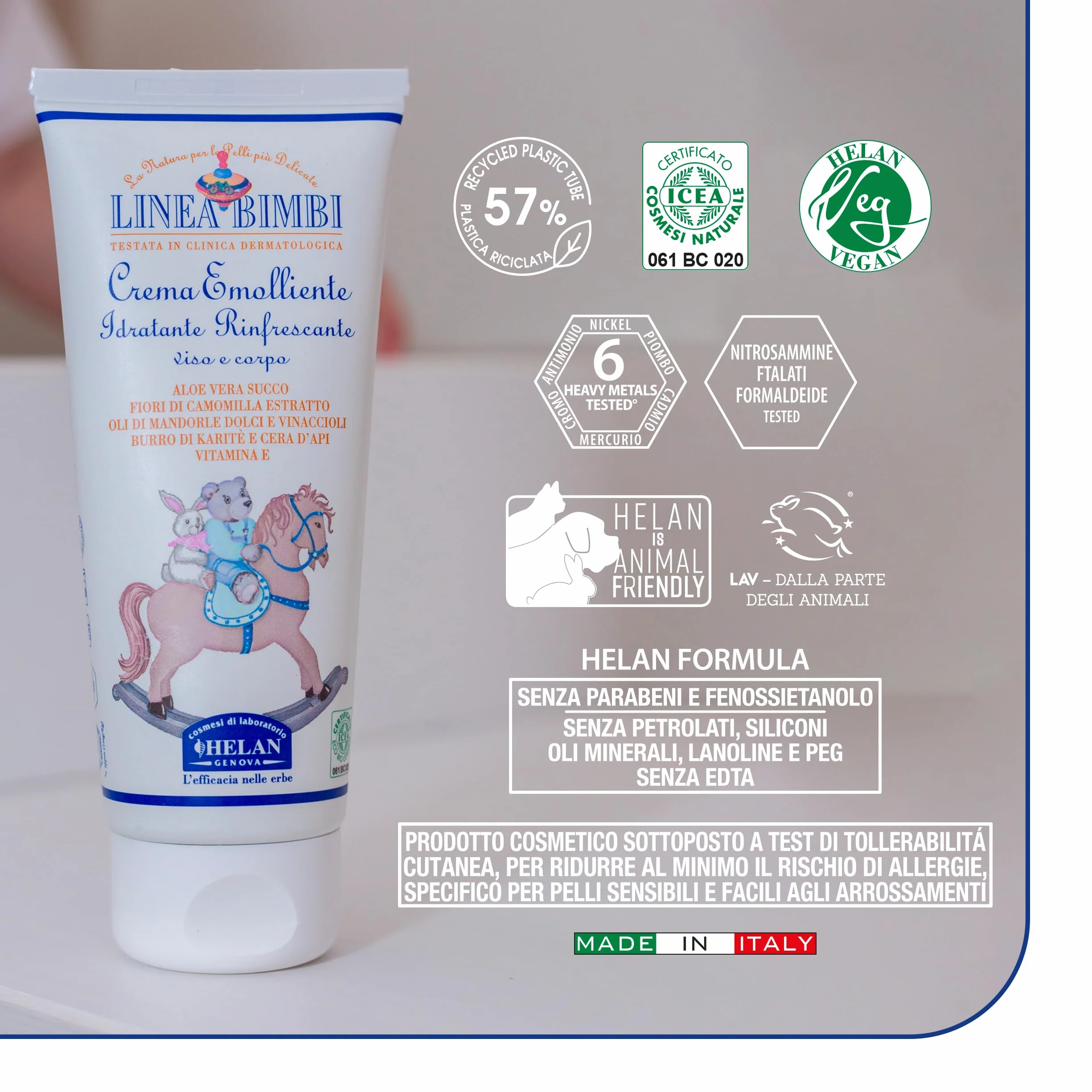 Helan Linea Bimbi Bio Crema Emolliente Idratante Viso e Corpo 100ml Made in Italy