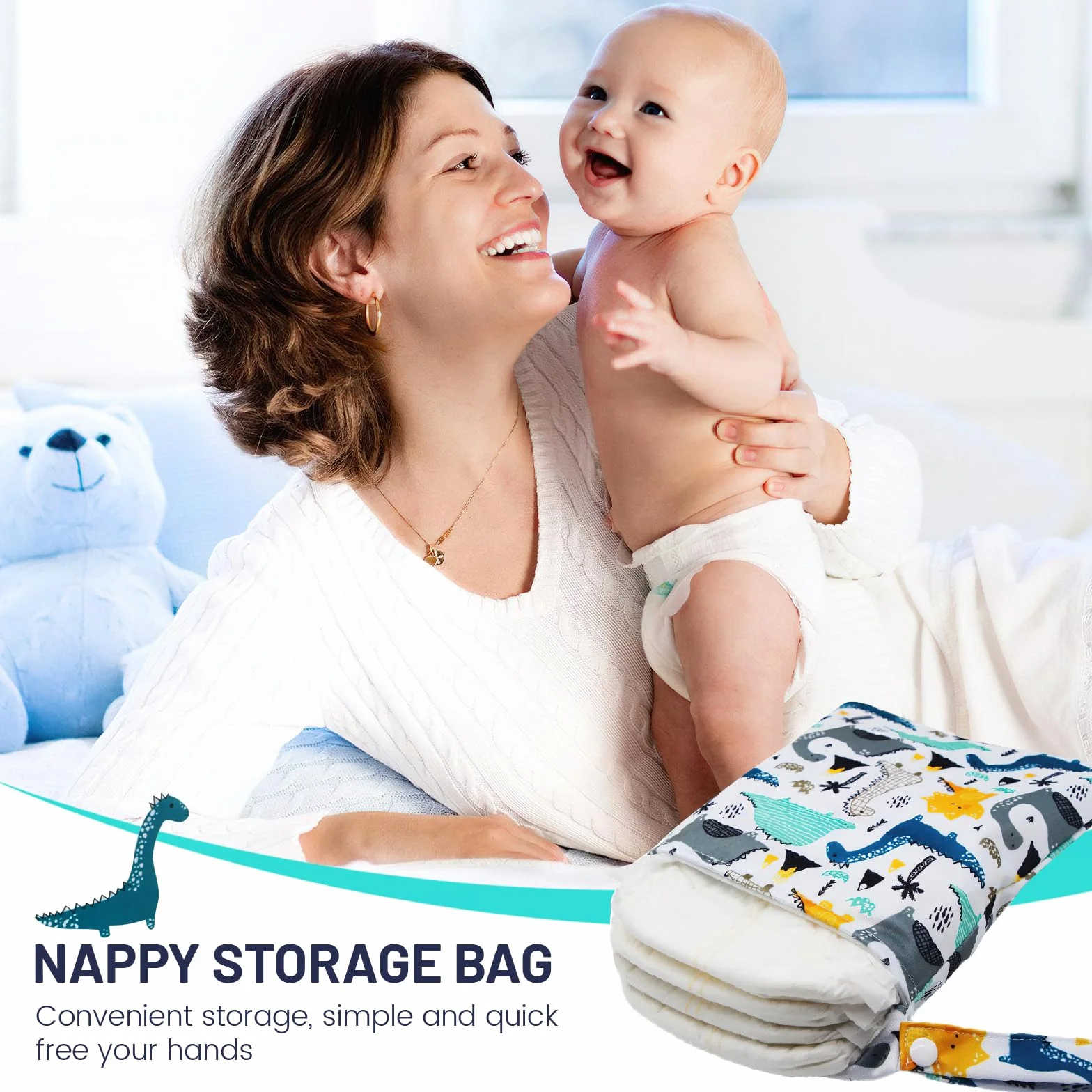Borsa per Pannolini Lavabili, 2 Pezzi Wet Bag Impermeabile con Cerniera, Riutilizzabile