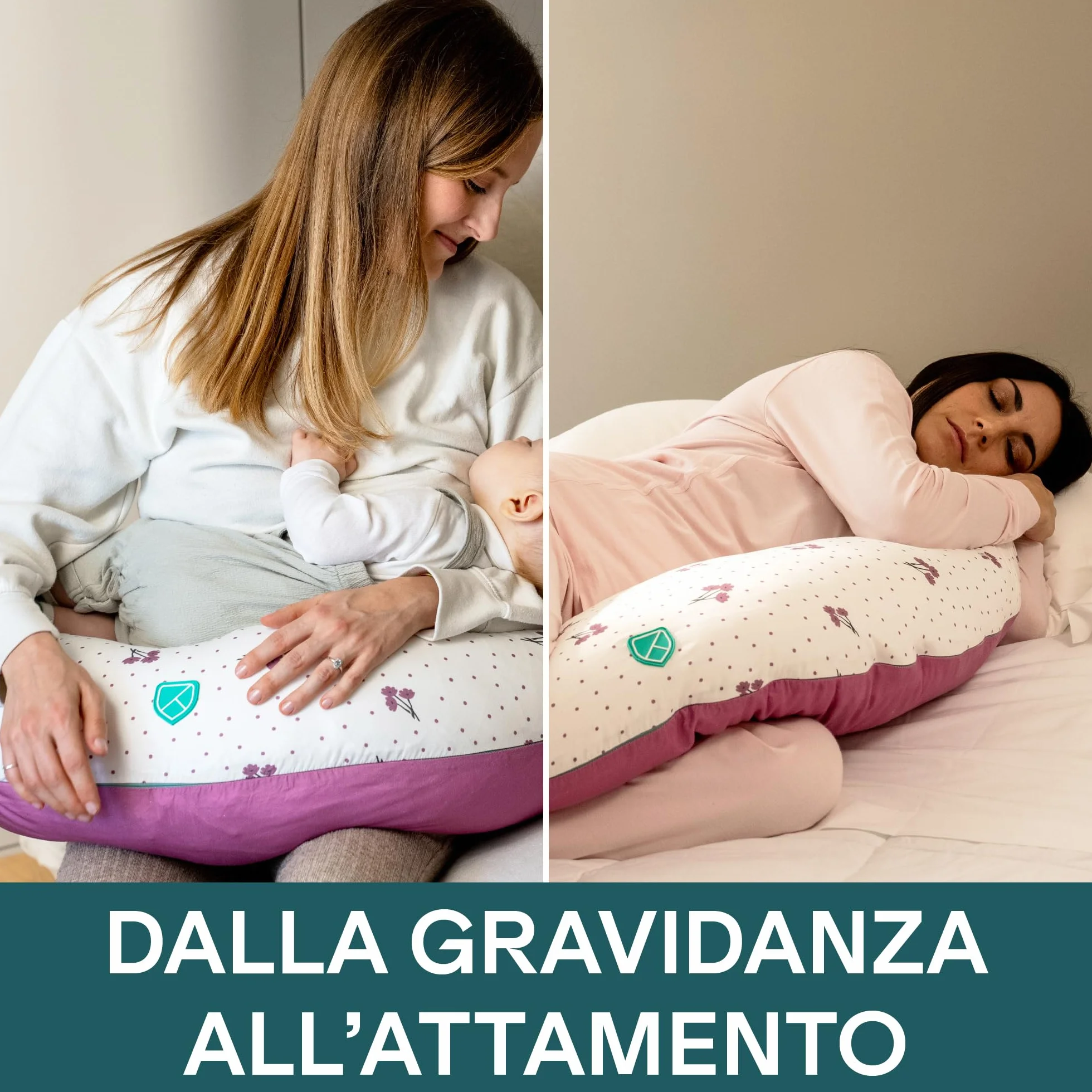 Koala Babycare Cuscino Gravidanza 2 in 1 XXL Sfoderabile Ipoallergenico Ergonomico 100% Cotone