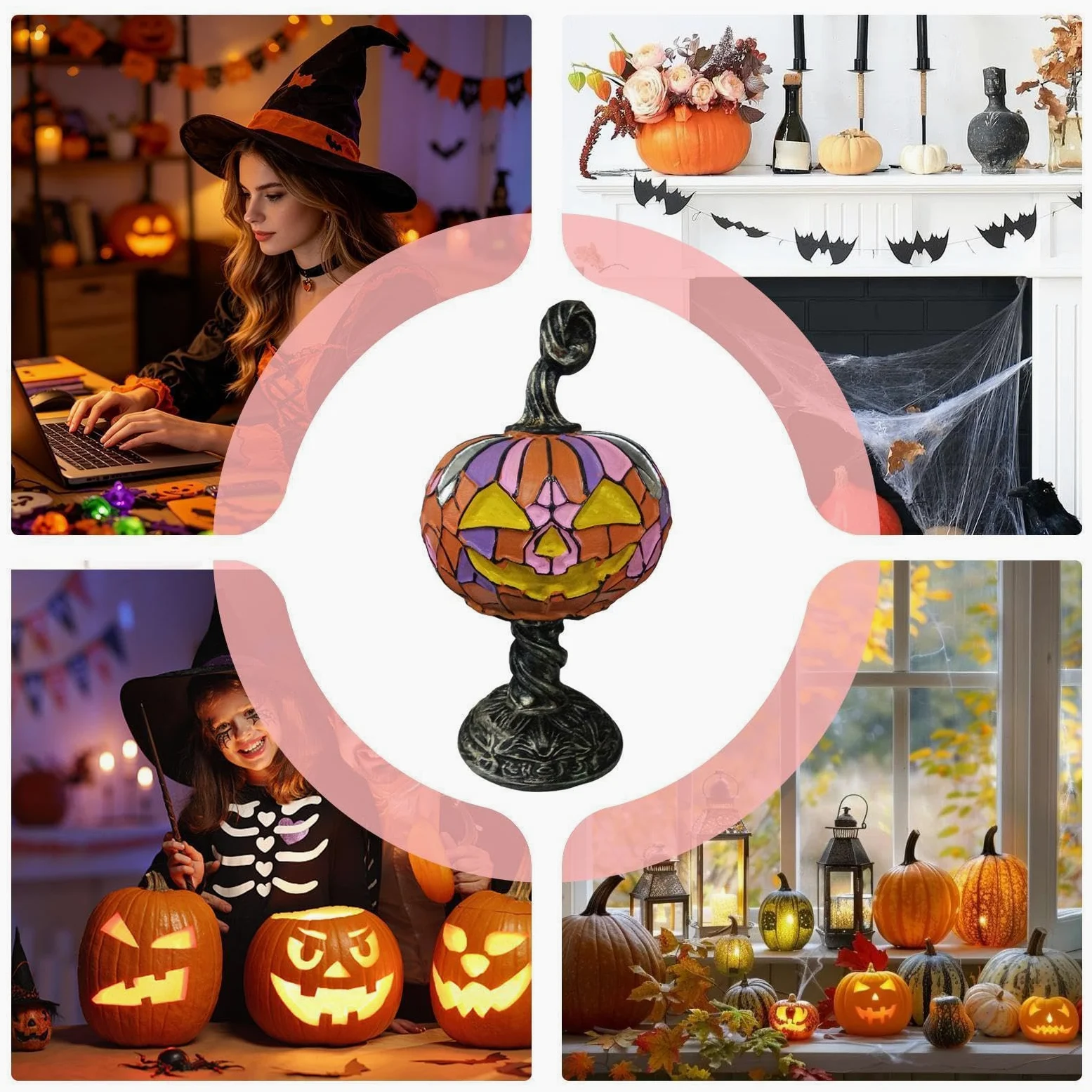 Generico Lampada a forma di di Halloween Luce LED Halloween Per Comodino | Lampada Da Comodino Per Creare Atmosfera Autunnale Nella Casa Soggiorno Camera E Feste Halloween