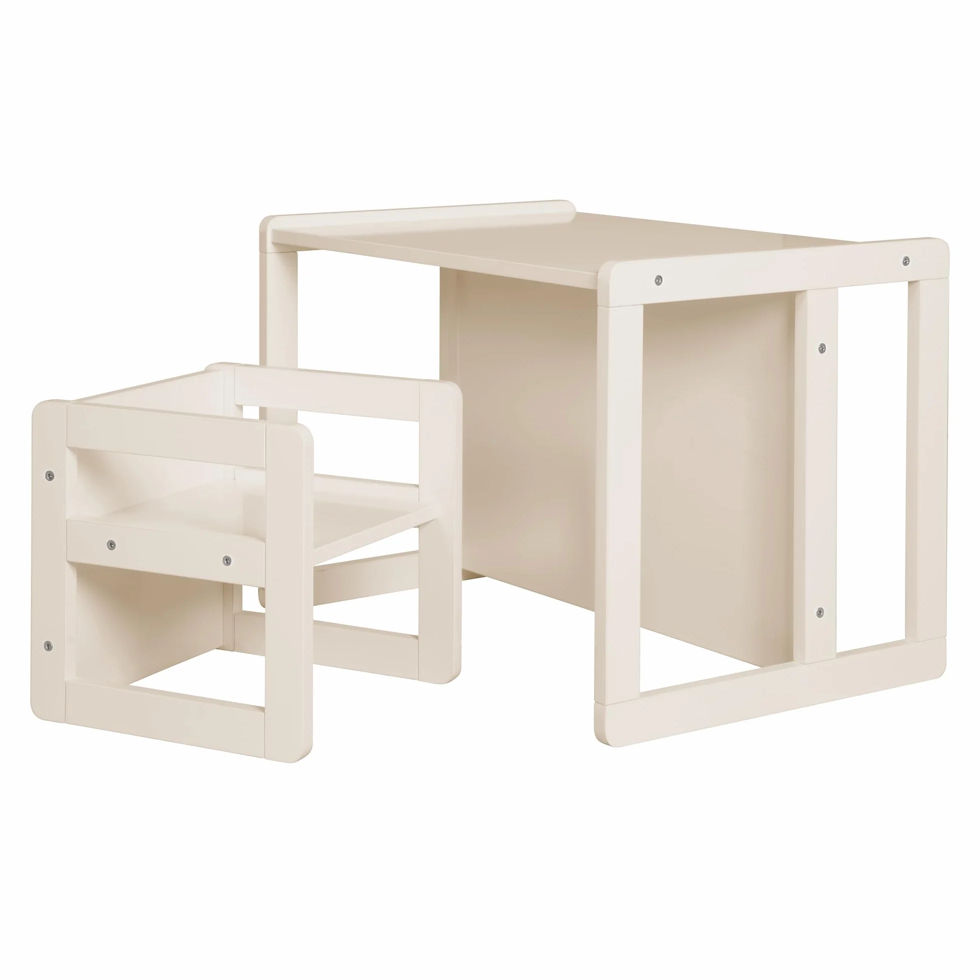 roba Set Sgabello e Tavolo Reversibili 3 in 1 - Regolazione in 3 Altezze di Seduta - Mobili per Bambini - Legno Beige/Cashmere
