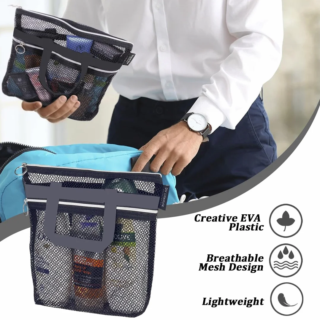 Borsa da Doccia Portatile a Rete, Nylon con Cerniera, Ad Asciugatura Rapida