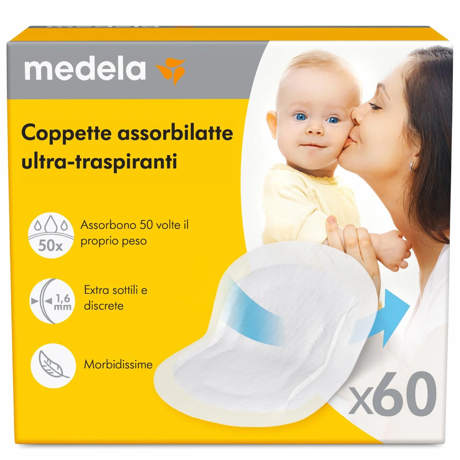 Medela Coppette Assorbilatte Ultratraspiranti, 60 Pezzi