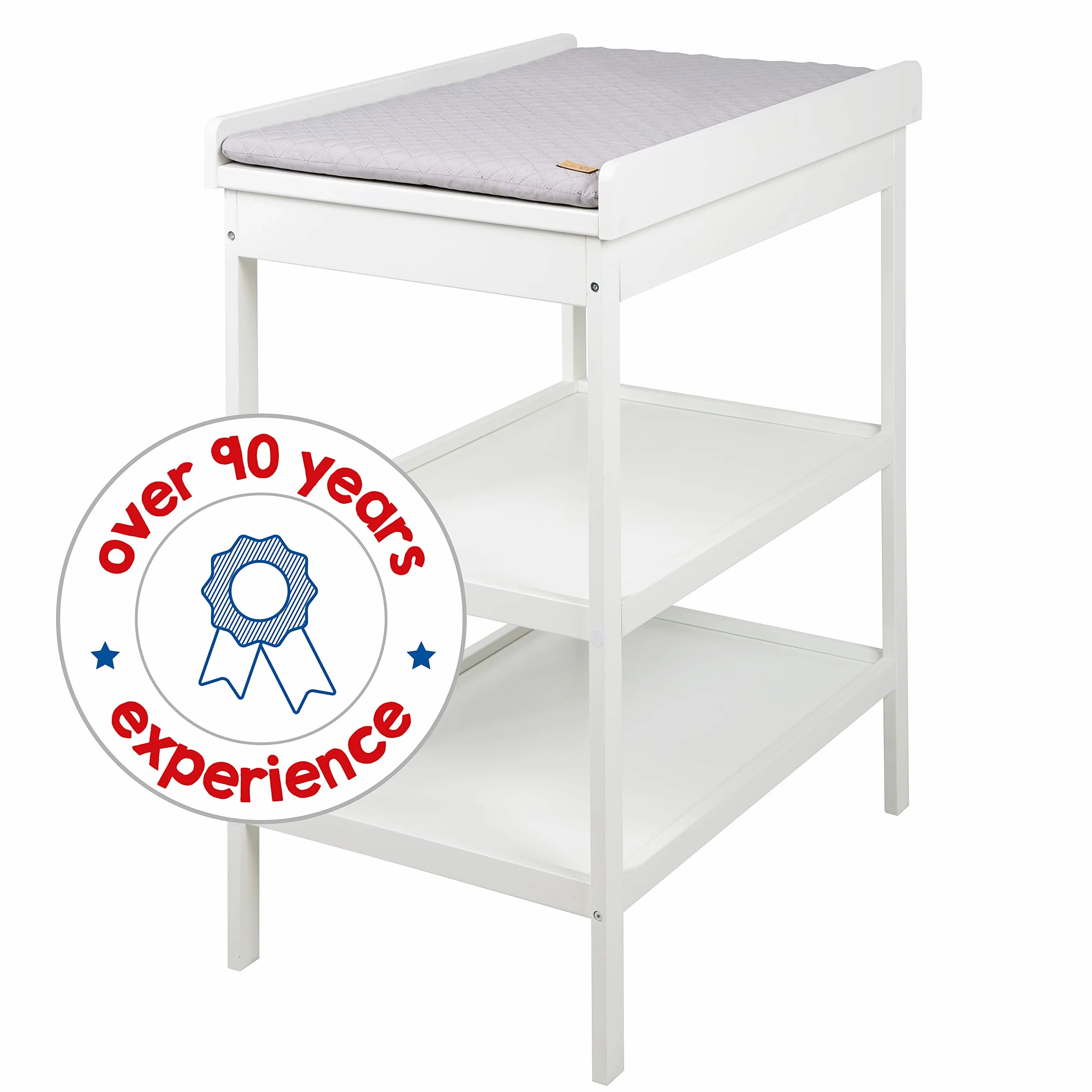 roba Fasciatoio Style Salvaspazio z Materassino Grigio Idrorepellente, Legno Bianco