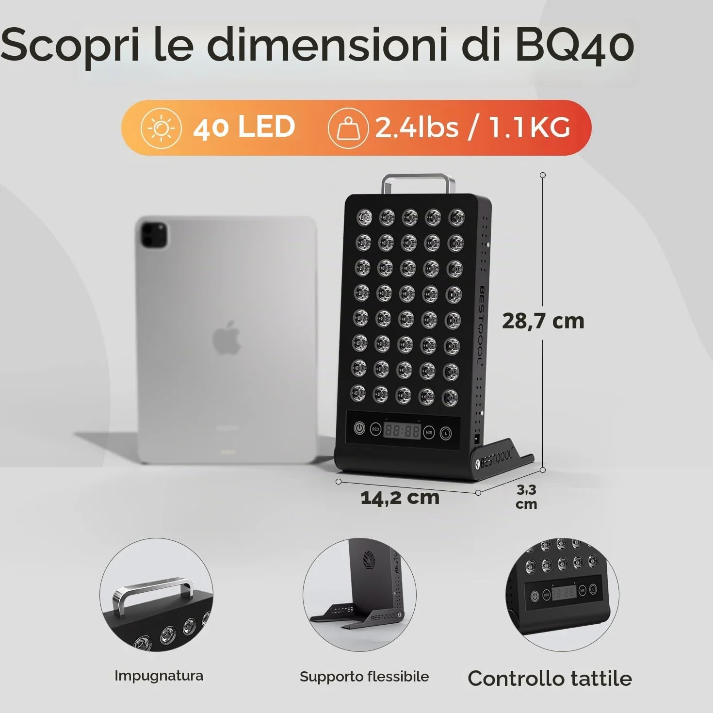 BestQool Dispositivo di Benessere a Luce Rossa, 660nm & 850nm Tecnologia Luce Rossa con Timer, Qualità Premium, Alte Prestazioni, Pannello Luce Rossa, 50W