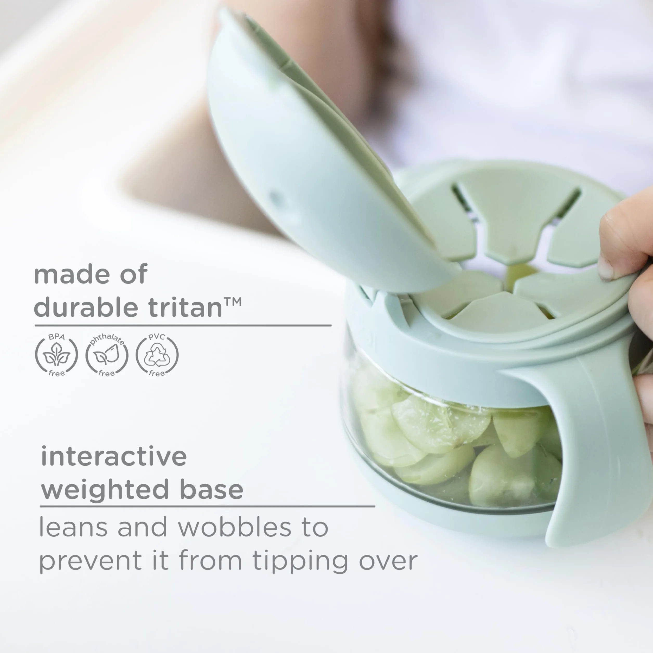 Ubbi Tweat No Spill Contenitore per snack per bambini, senza BPA, Sage & blue