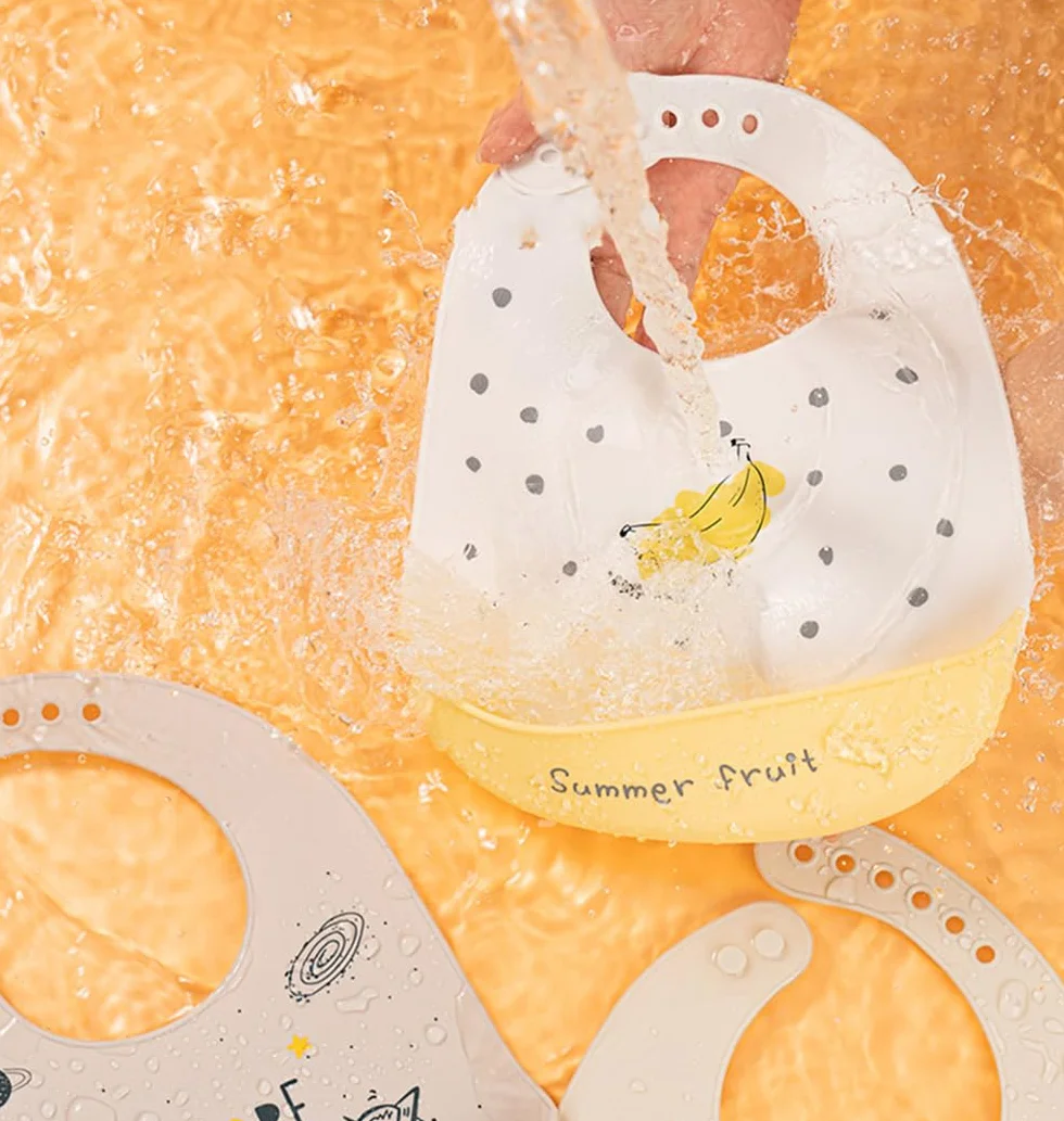Bavaglino Silicone Impermeabile con Tasca Raccoglipappa 6 Meses a 6 Años Morbido Lavabile Bambini