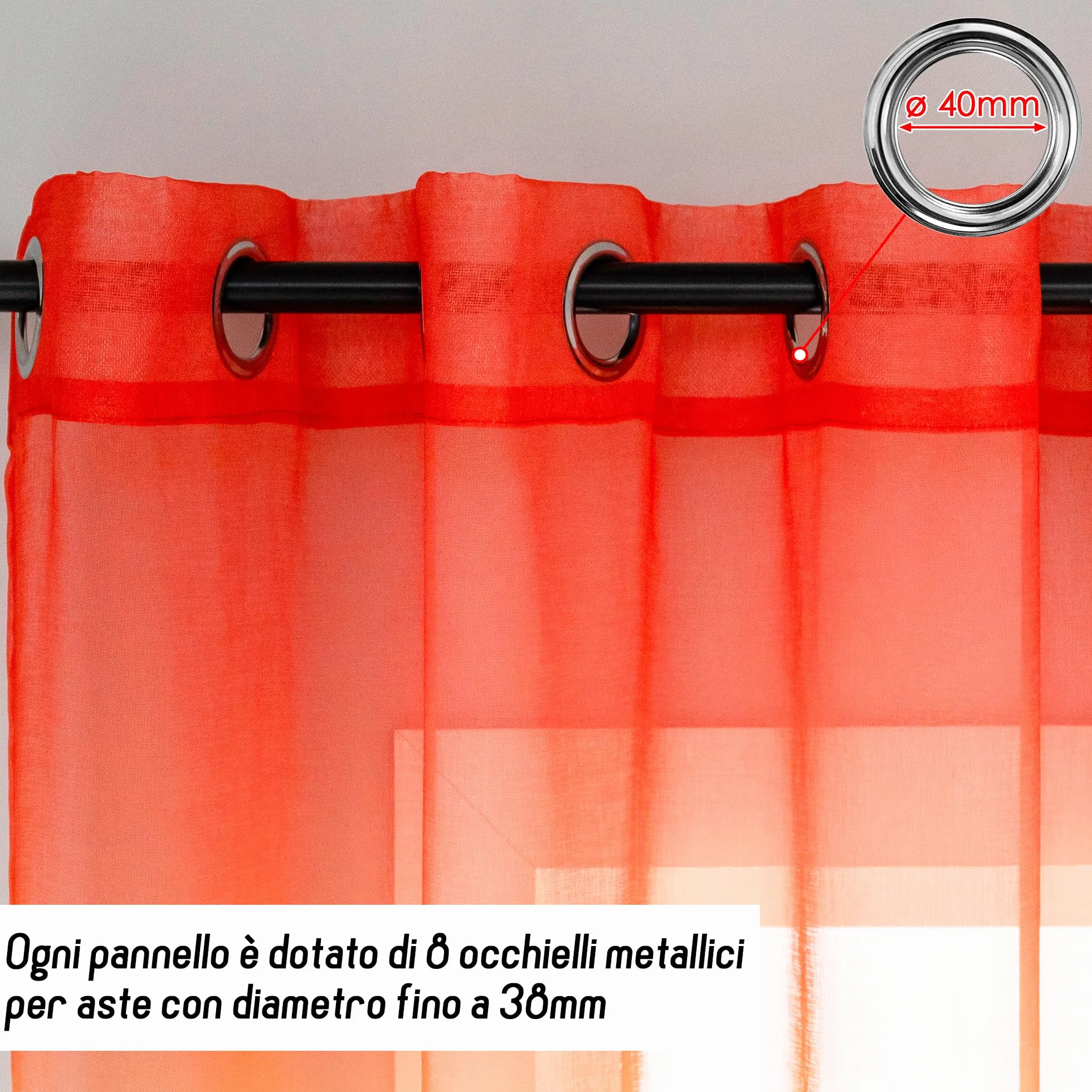 GIRASOLE HOME Tende Voile Semi Trasparenti Arcobaleno 2 Pannelli 140x275cm