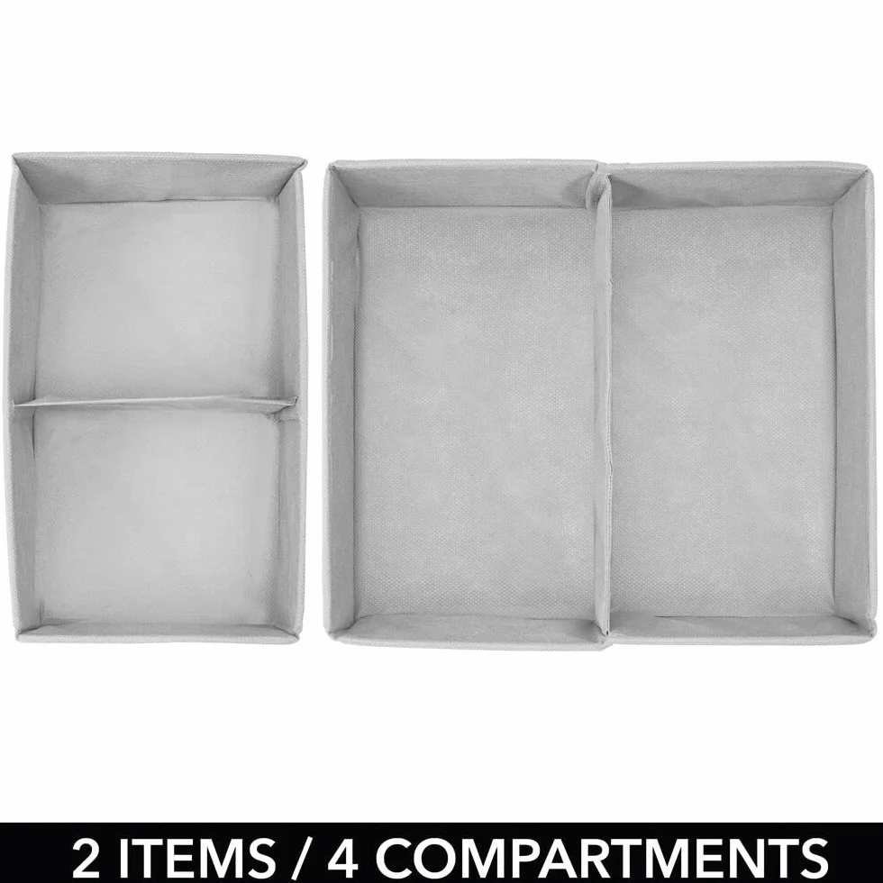mDesign Set 2 Pieghevoli Organizer Armadio Contenitore Fibra Sintetica Grigio/Bianco