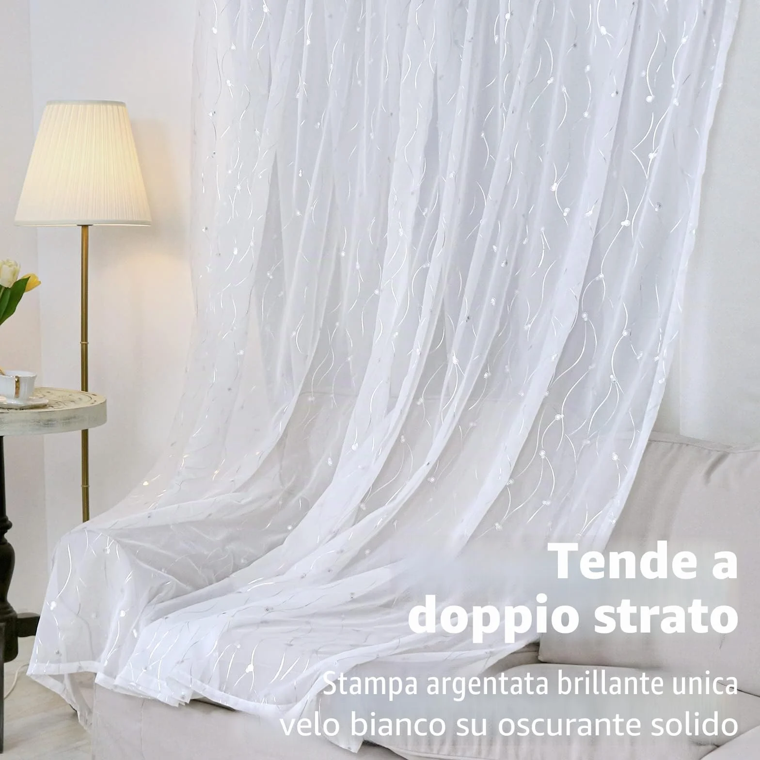 BGment Tende Oscuranti Bianche a Doppio Strato con Occhielli Argentati, Pannelli Isolanti Termici 2 Pezzi