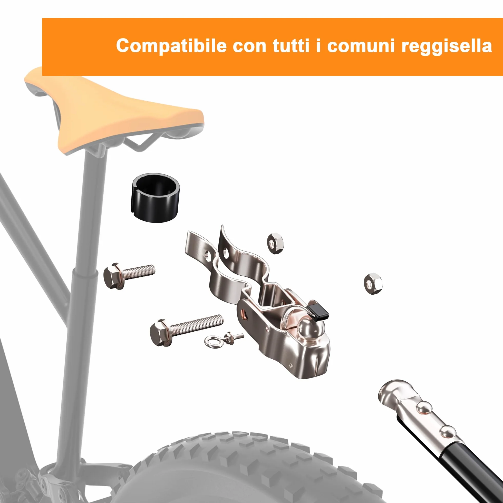 Gancio per Rimorchio Bici, Attacco Rimorchio Bicicletta, Sistema di Traino Compatibile Reggisella