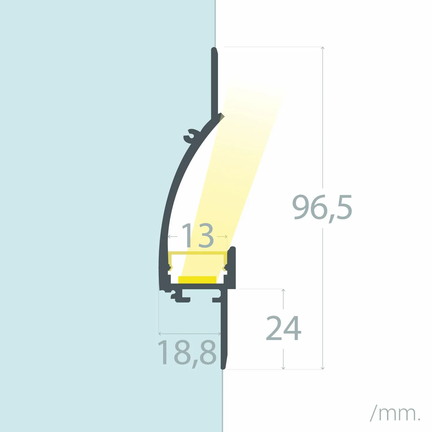 LEDKIA LIGHTING Profilo Alluminio da Incasso per Cartongesso 2m per Striscia LED fino a 12mm Bianco 2 m Semitrasparente